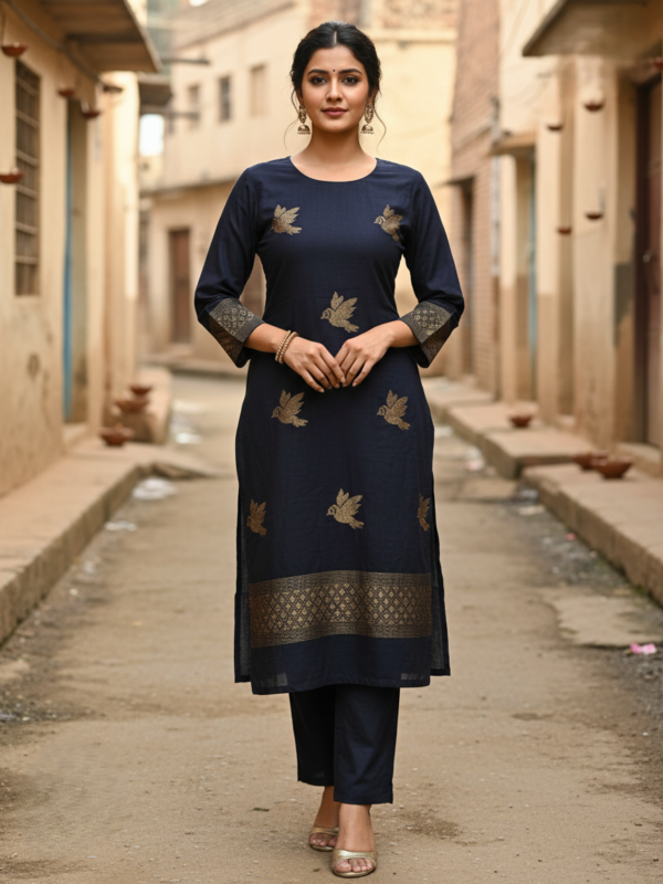 Blackish Blue Premuium Mulmul Cotton Coord Suit Set