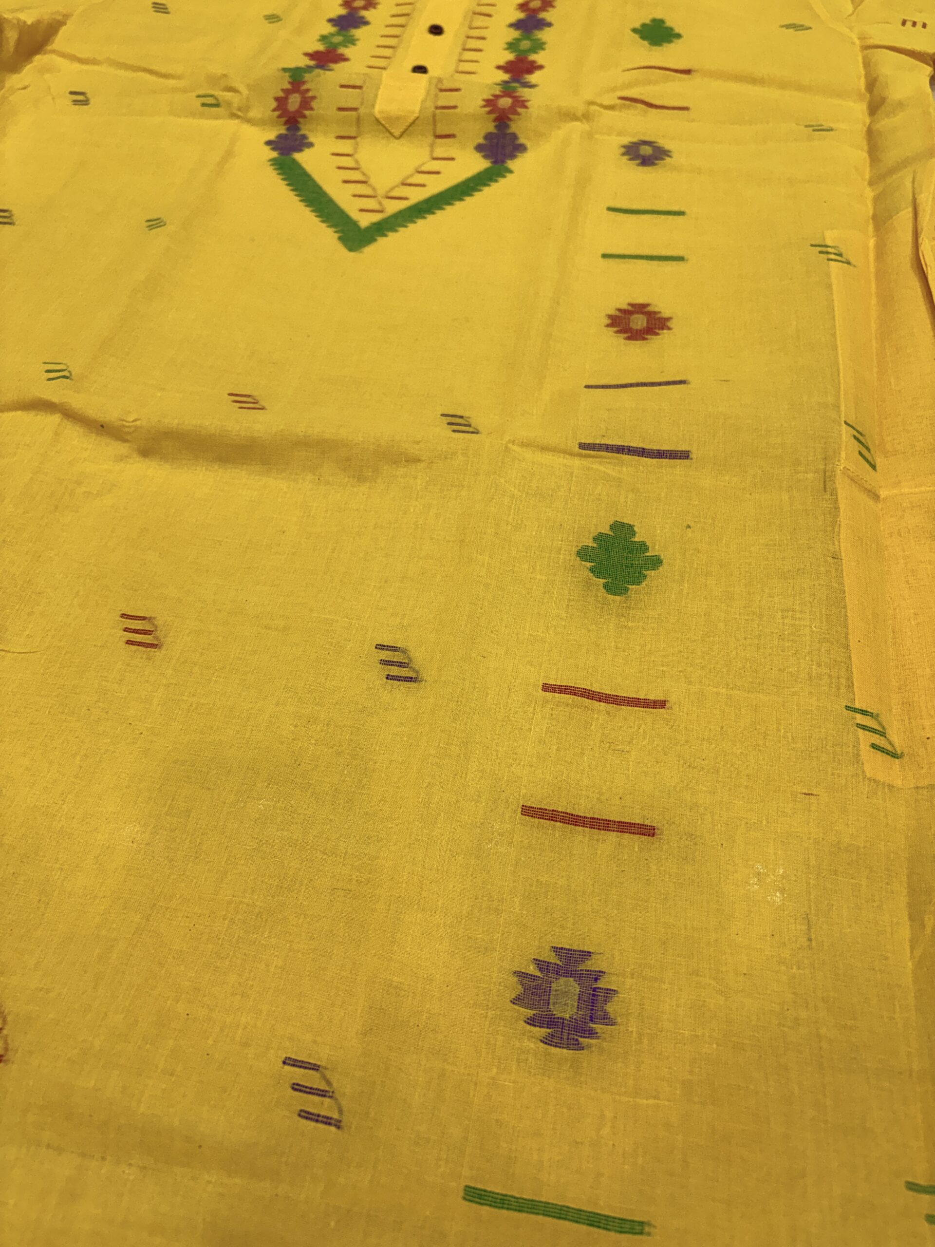 Yellow Handloom Premuium Cotton Jamdani Panjabi for Men - Image 5