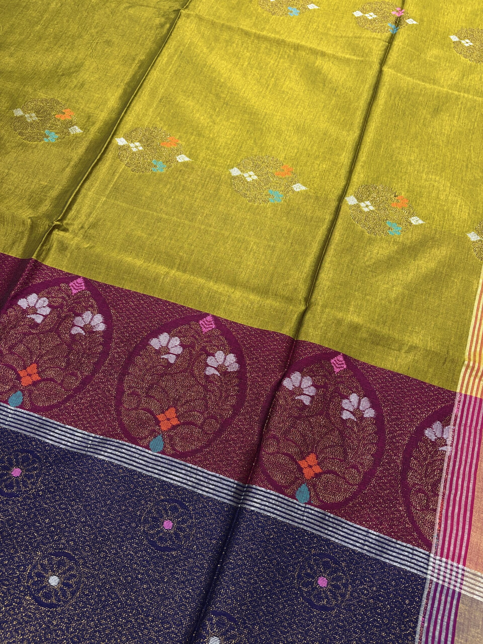 Golden Yellow Bengal Handloom Katan Silk Kanjivaram Saree - Image 4