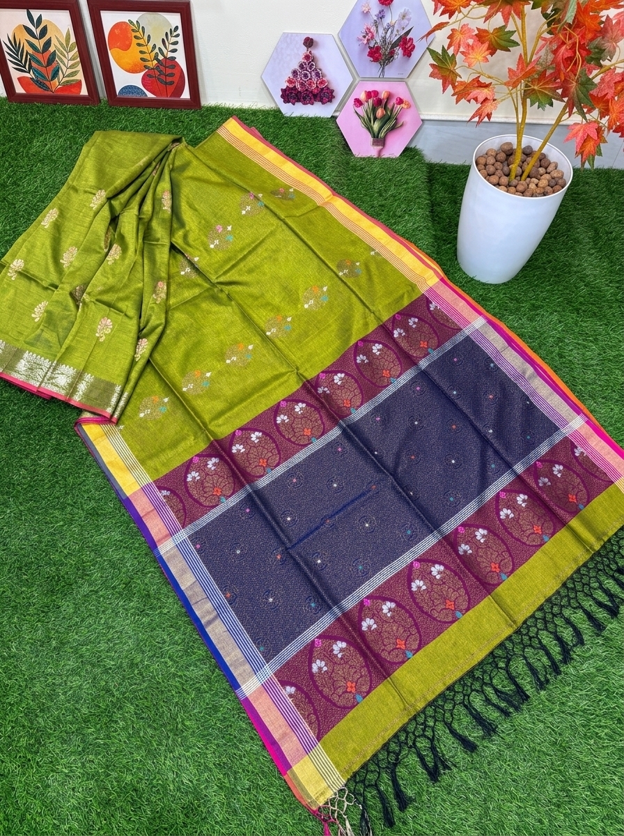 Golden Yellow Bengal Handloom Katan Silk Kanjivaram Saree