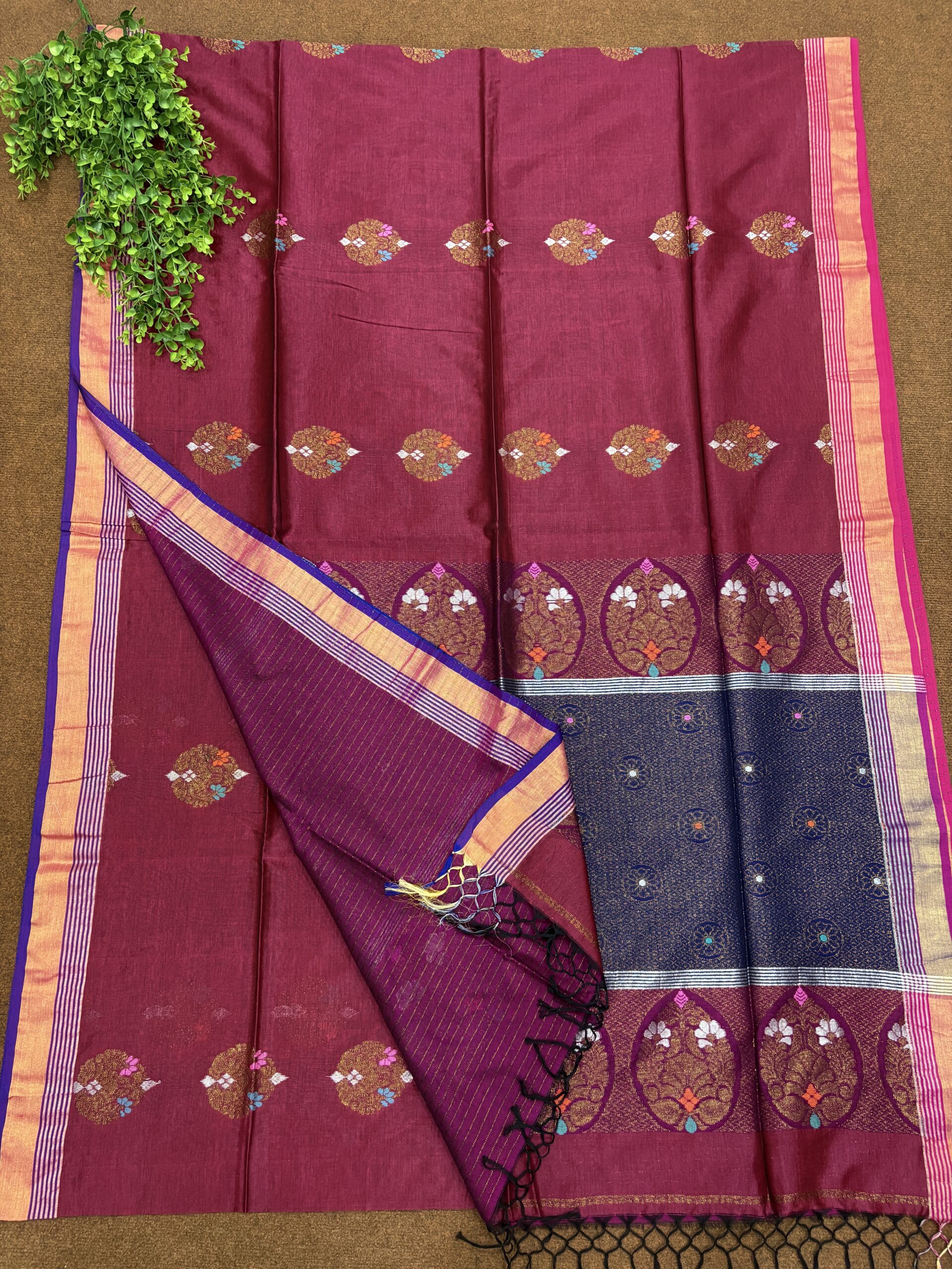 Maroon Bengal Handloom Katan Silk Kanjivaram Saree
