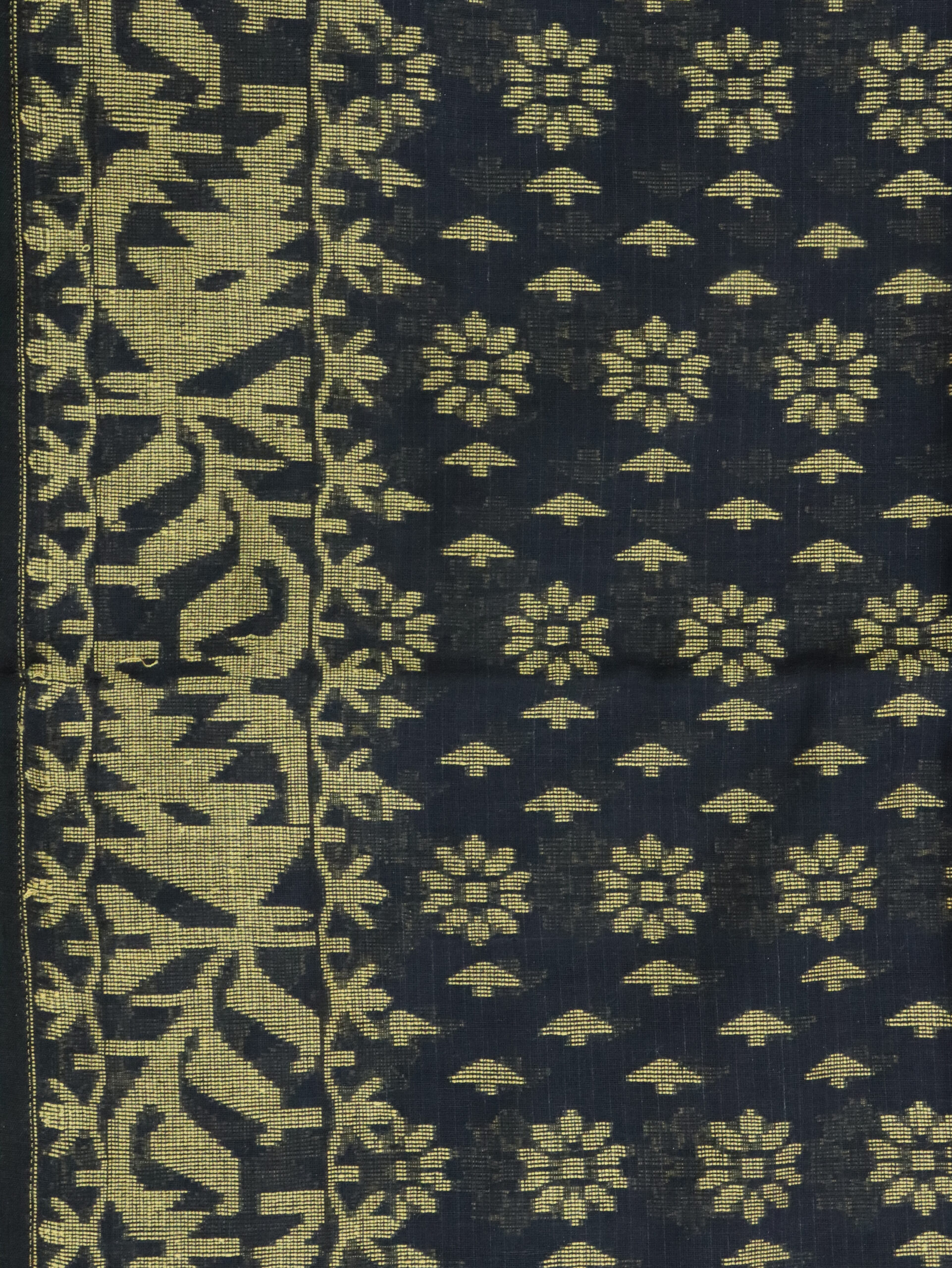 Black Cotton Allover Dhakai Jamdani Saree - Image 6
