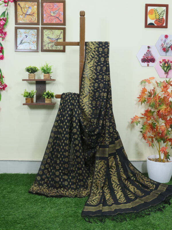 Black Cotton Allover Dhakai Jamdani Saree