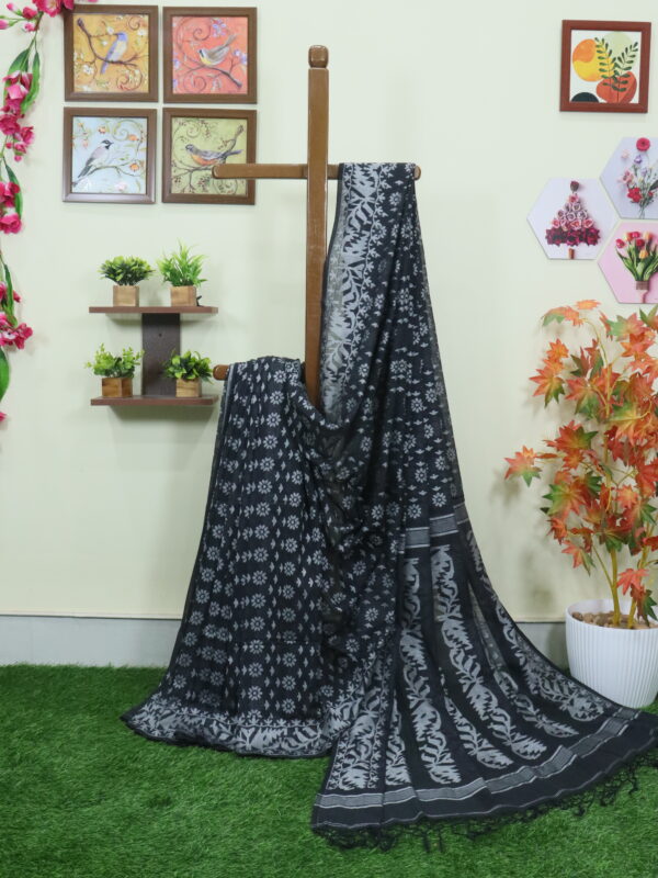 Black Cotton Allover Dhakai Jamdani Saree