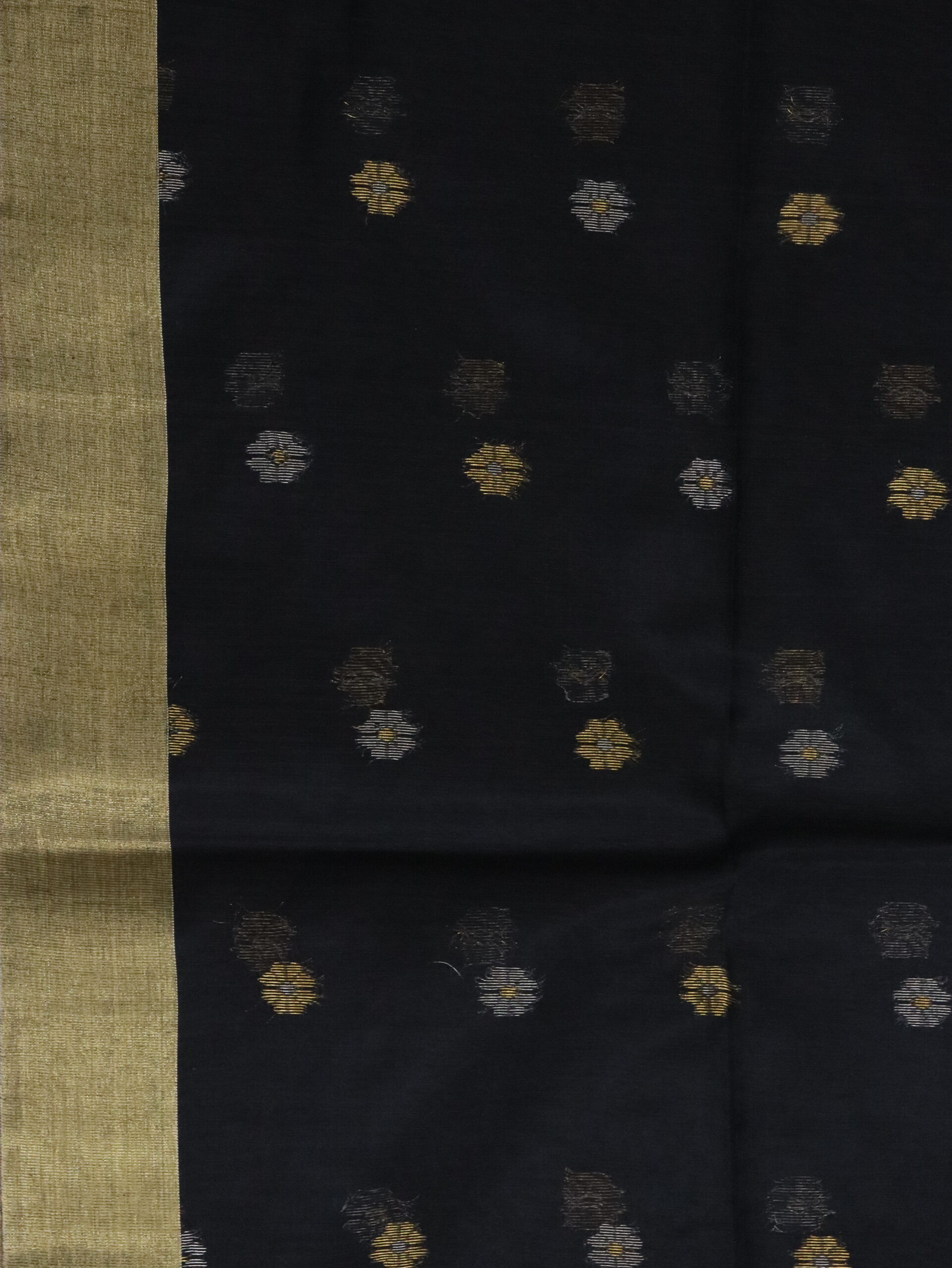 Black Cotton Silk Zari Jamdani Saree - Image 10