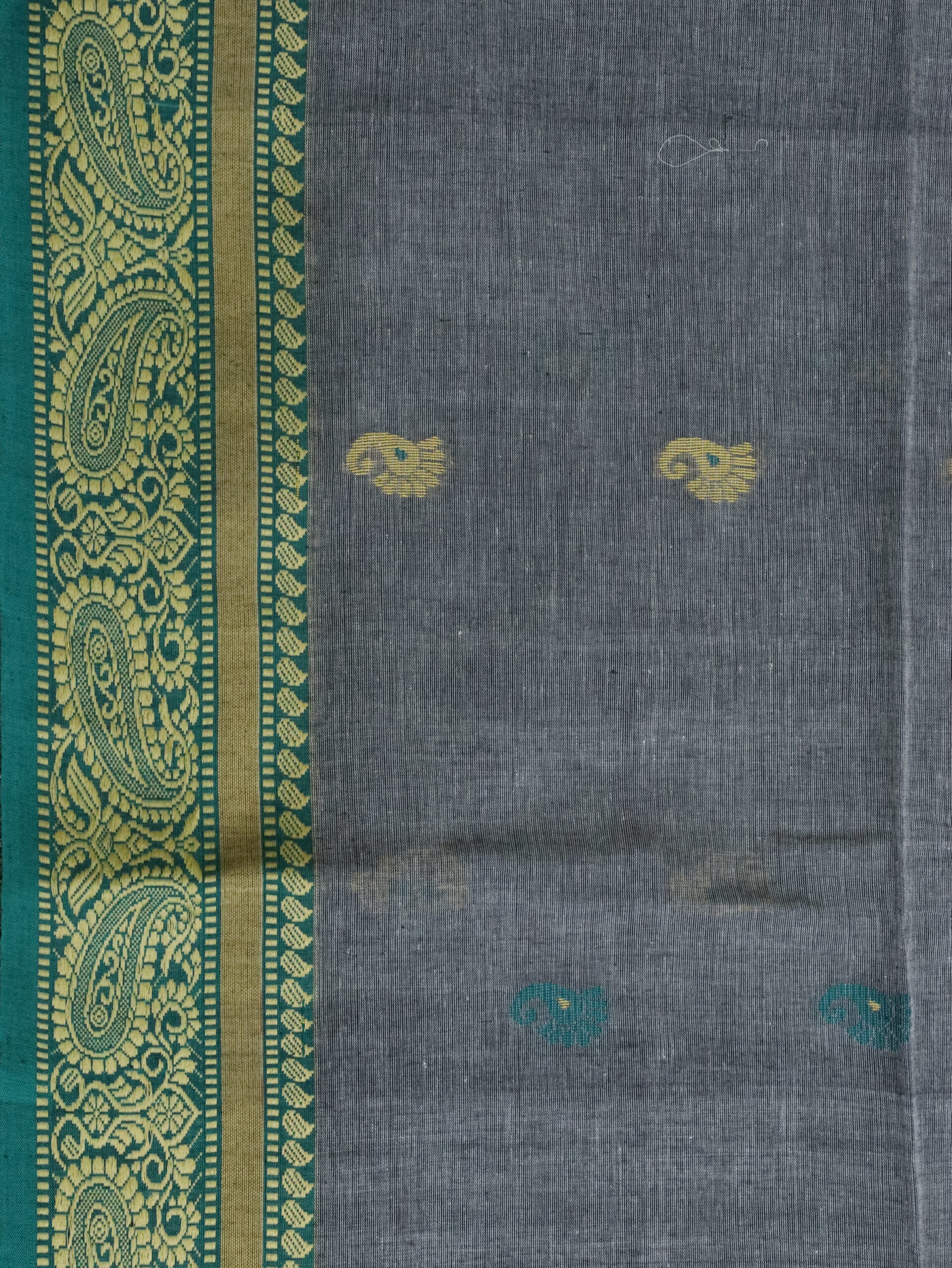 Gray Handloom Cotton Khadi Traditional Jamdani Saree - Image 2