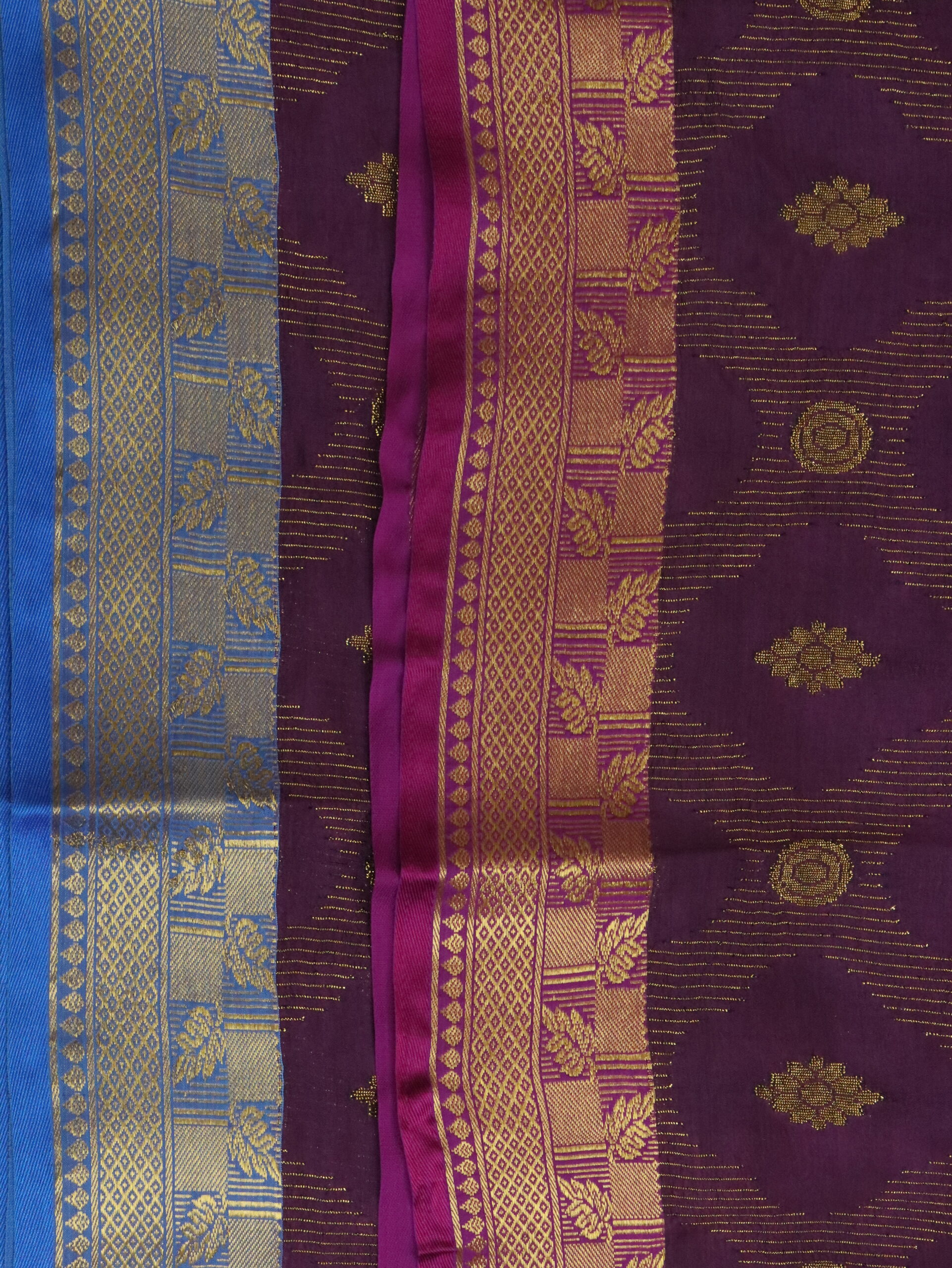 Dark Purple Katan Silk Jamdani Saree with Blouse Piece - Image 5