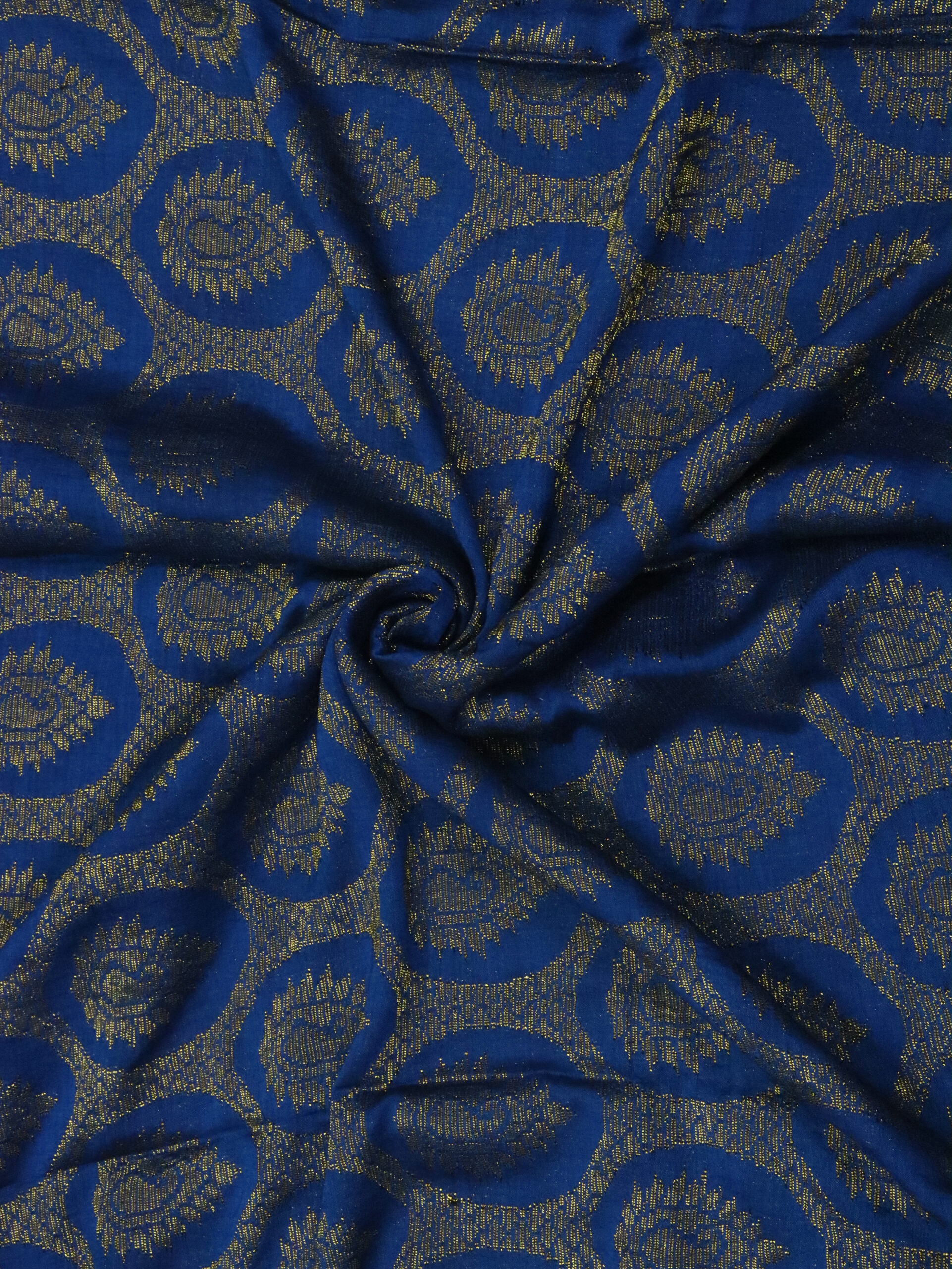 Royal Blue Paisley Buta Organic Linen Jamdani Saree with Designer Blouse Piece - Image 9