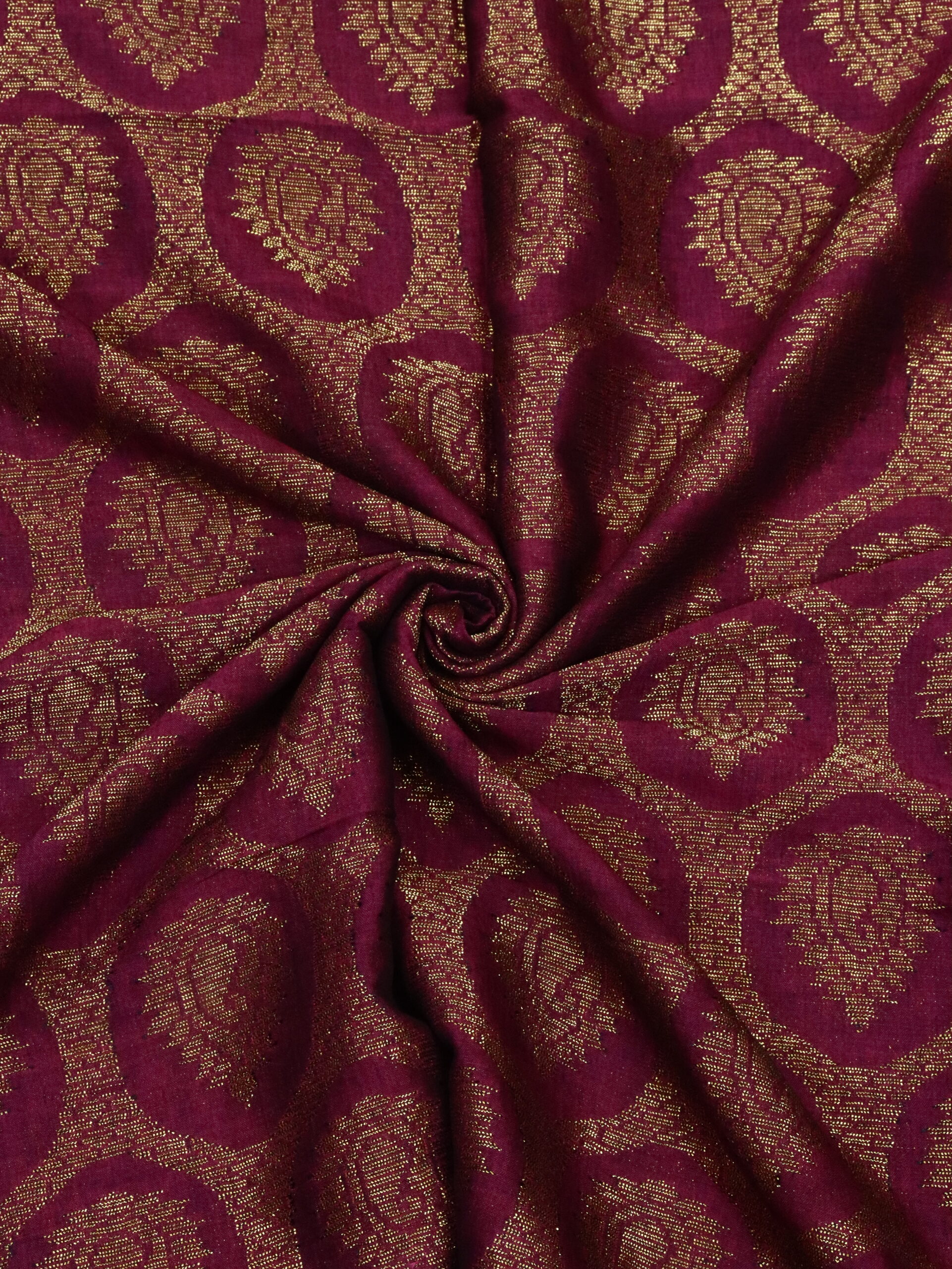 Beetroot Paisley Buta Organic Linen Jamdani Saree with Designer Blouse Piece - Image 7