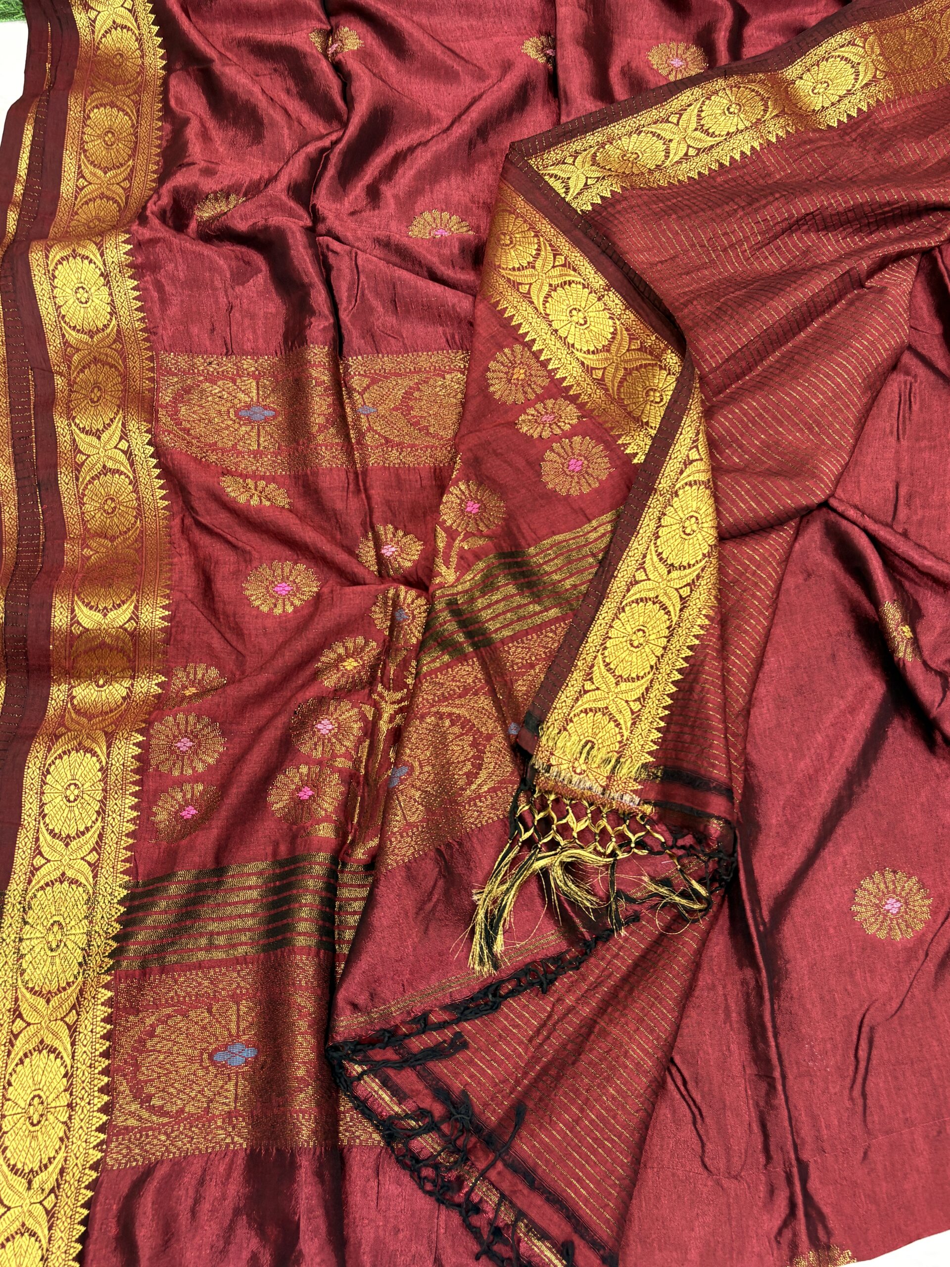Valentine Red Katan Silk Jamdani Saree with Blouse Piece - Image 2