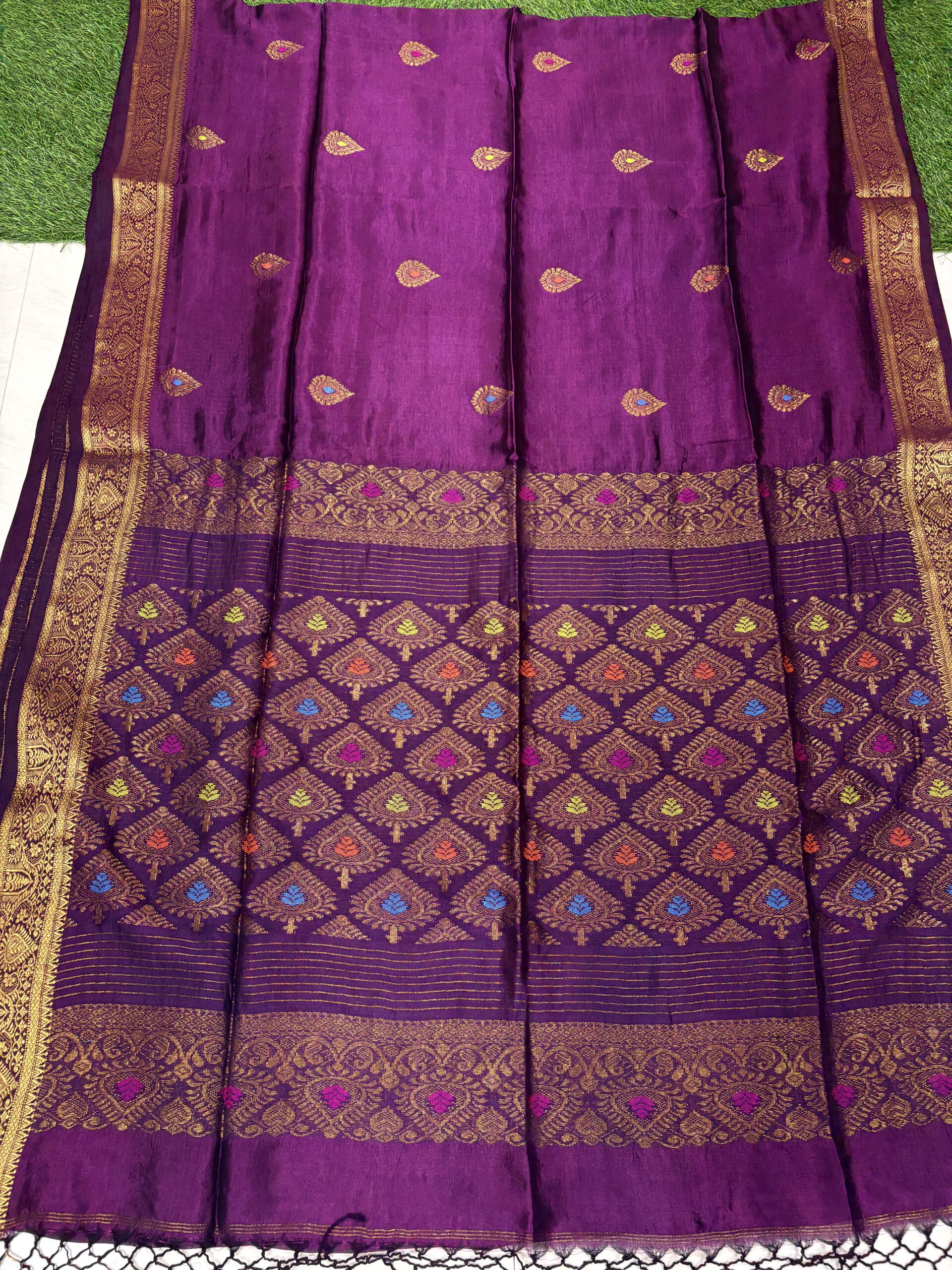 Wine Bengal Handloom Katan Silk Kanjivaram Saree - Image 6