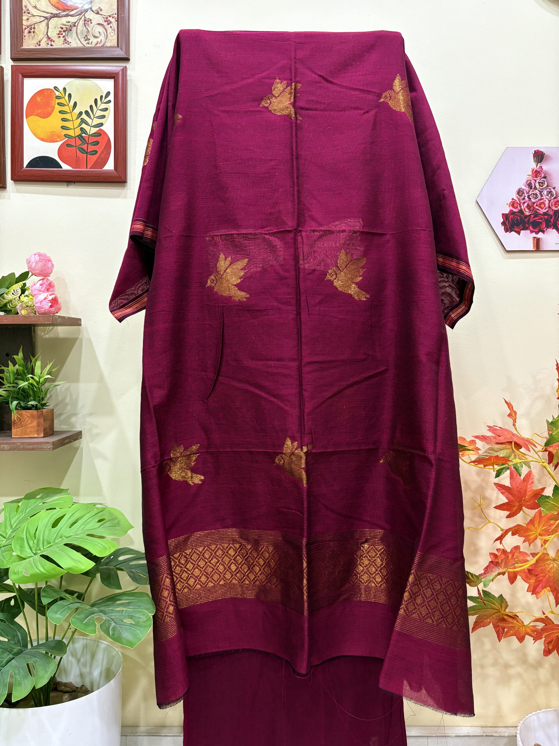 Beetroot Premuium Mulmul Cotton Coord Suit Set - Image 3