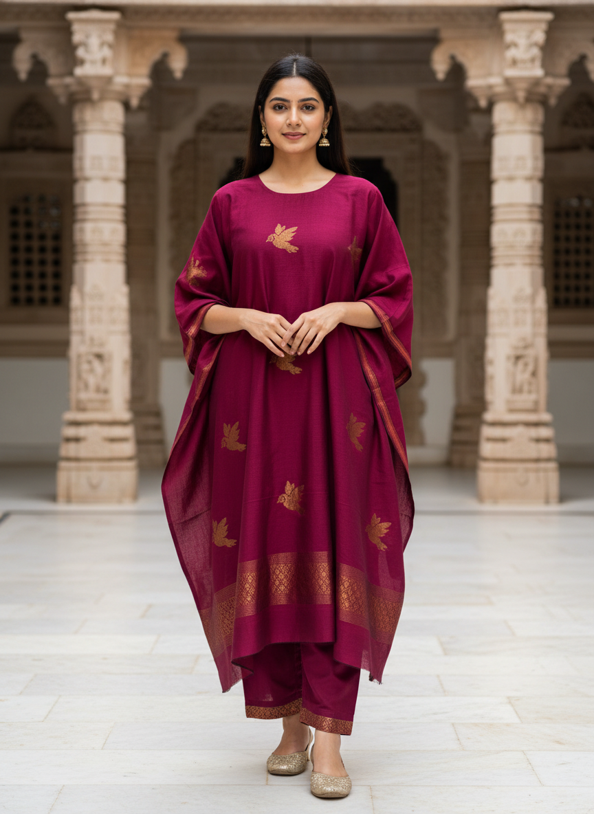 Beetroot Premuium Mulmul Cotton Coord Suit Set