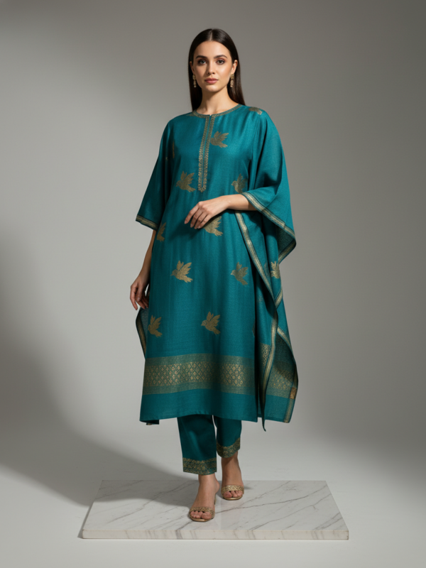 Rama Green Premuium Mulmul Cotton Coord Suit Set