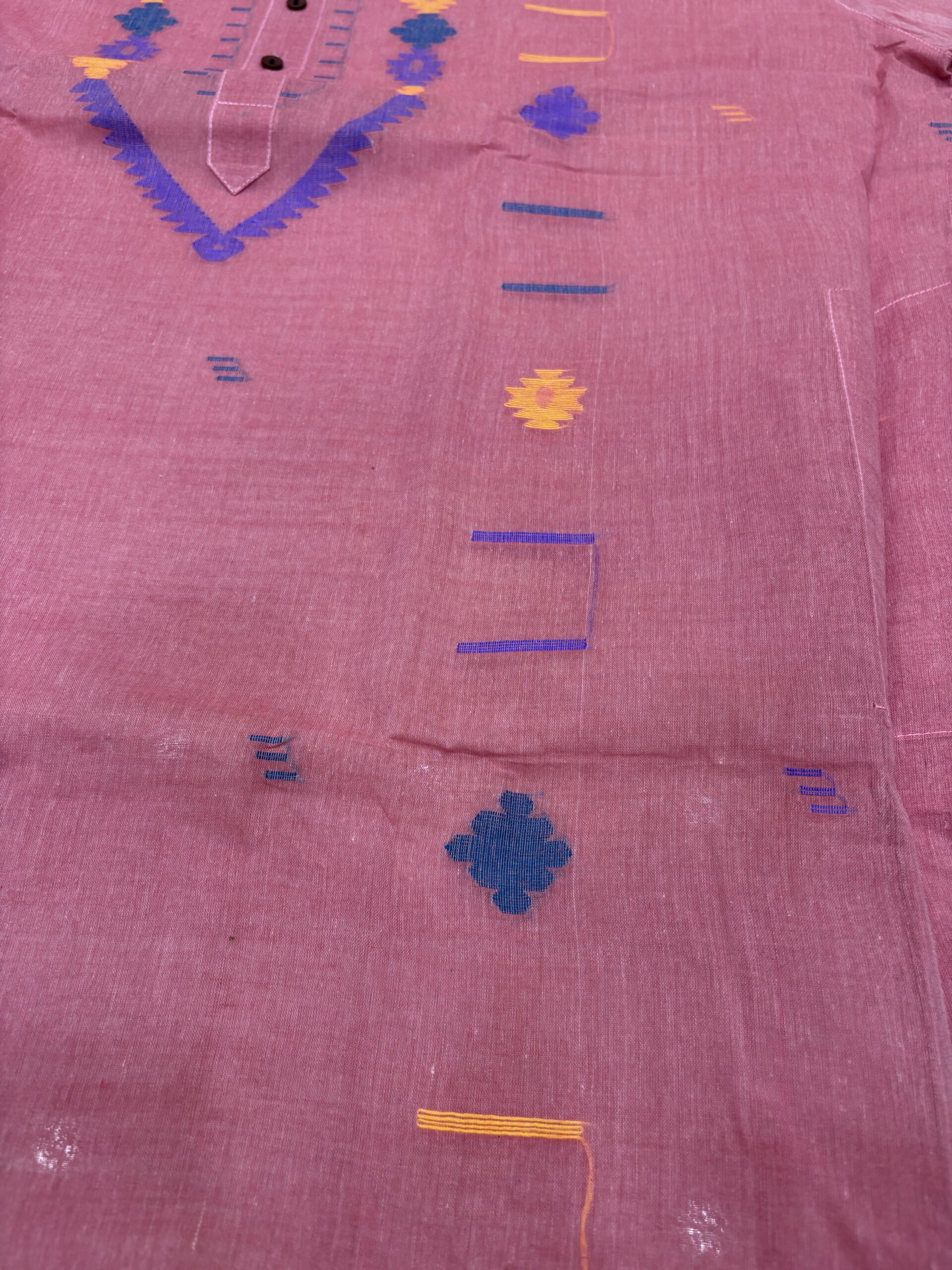 Old Pink Handloom Premuium Cotton Jamdani Panjabi for Men - Image 2