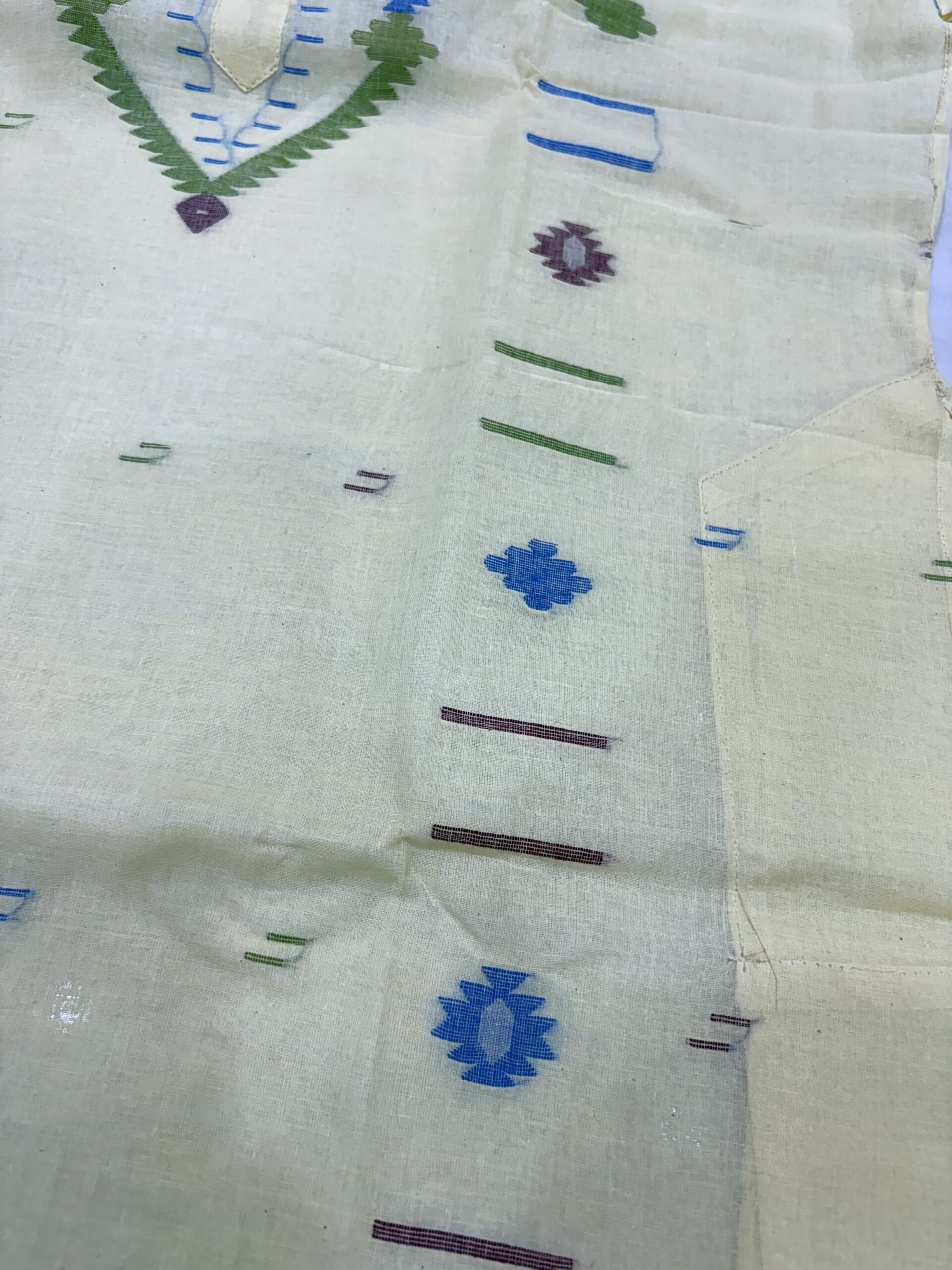 Cream Handloom Premuium Cotton Jamdani Panjabi for Men - Image 5