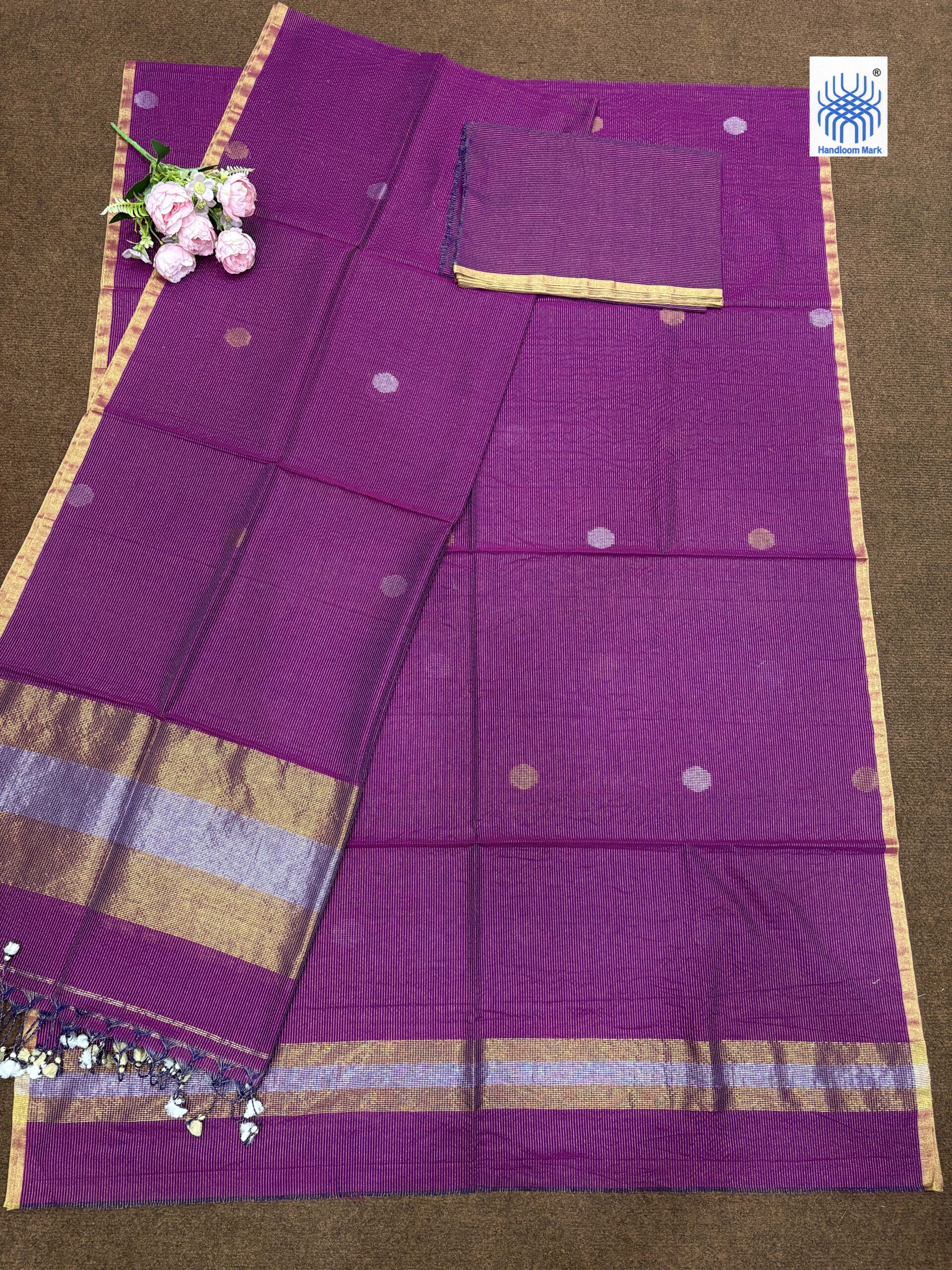 Magenta Zari Stripe Mercerized Cotton Unstitched Salwar Suit Set - Image 2