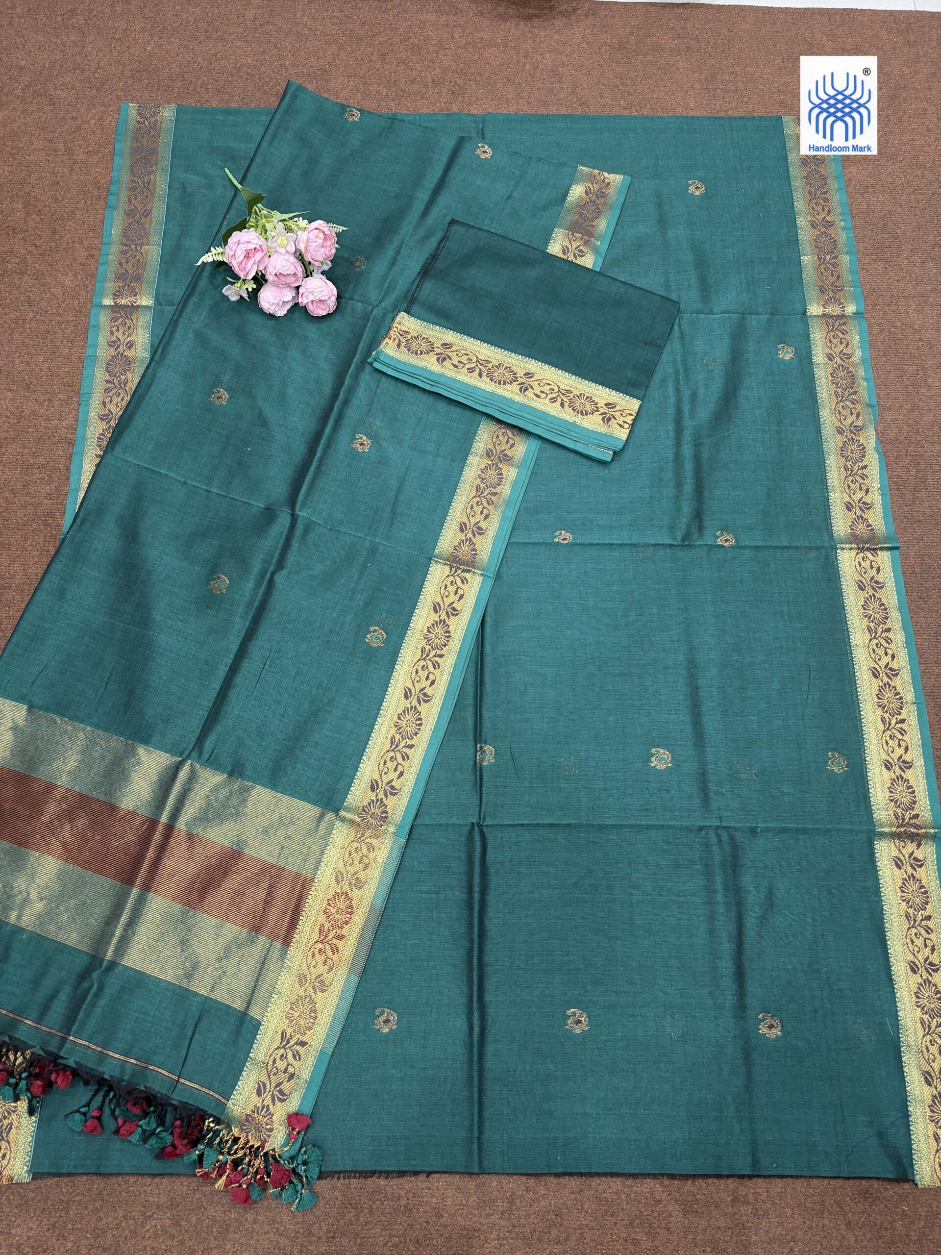 Rama Green Mercerized Cotton Unstitched Salwar Suit Set - Image 2