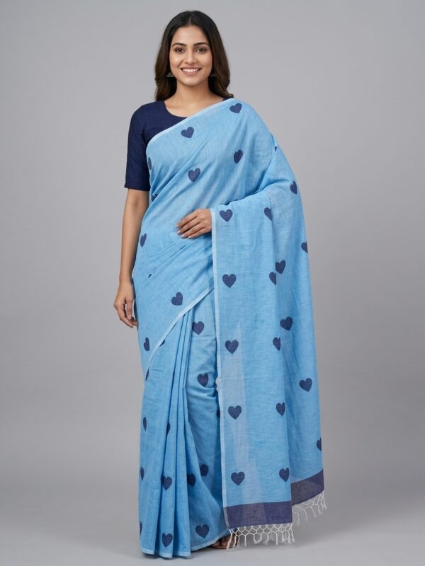 Sky Handloom Mulmul Cotton Heart Jamdani Saree