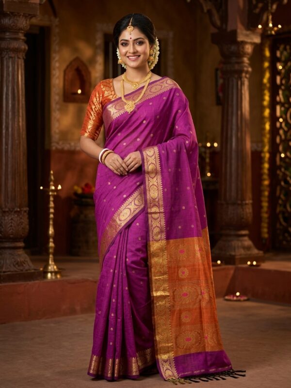 Pink Handloom Premium Soft Cotton Silk Party Wear Jamdani Saree with Blouse Piece