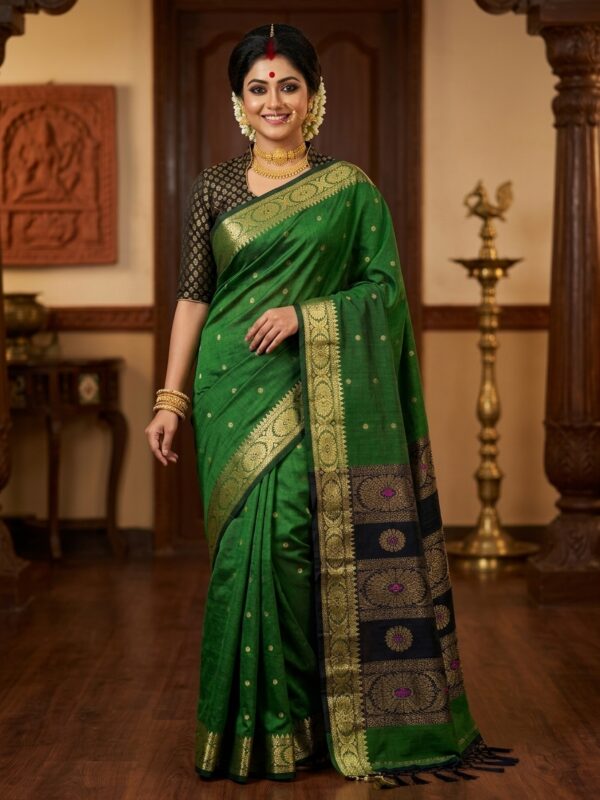 Pista Green Handloom Premium Soft Cotton Silk Party Wear Jamdani Saree with Blouse Piece