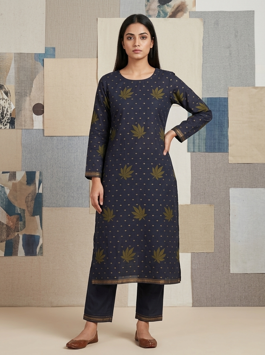 Grayish Black Khadi Jamdani Coord Suit Set