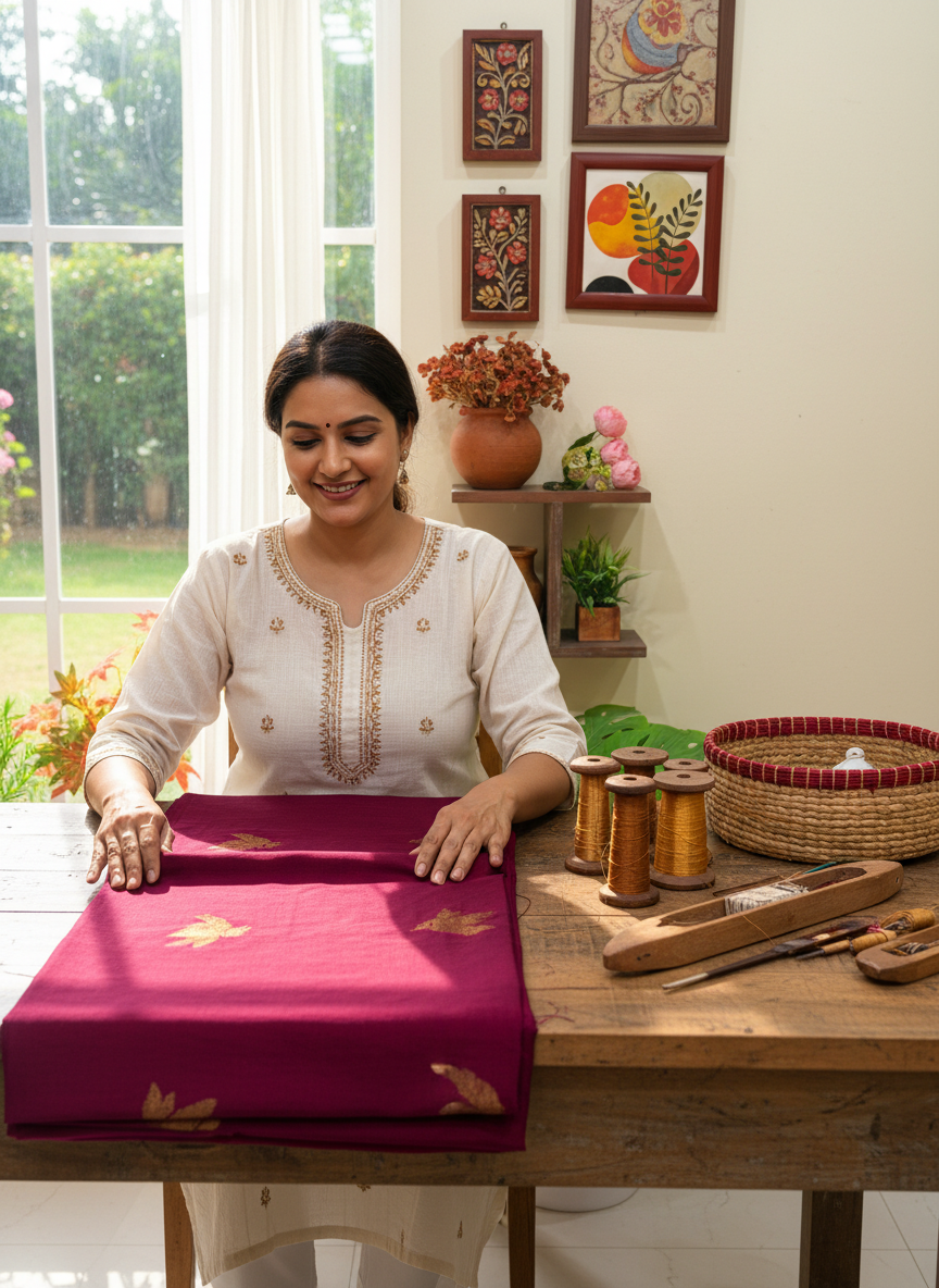 Beetroot Premuium Mulmul Cotton Coord Suit Set - Image 2