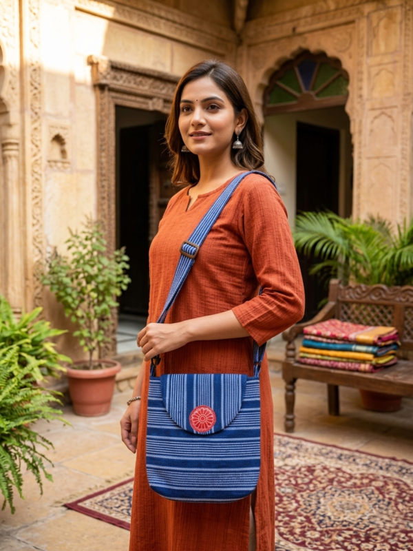 Cotton Crossbody Sling Bag for Women and Girls multicolour