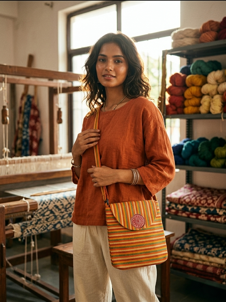 Cotton Crossbody Sling Bag for Women and Girls multicolour