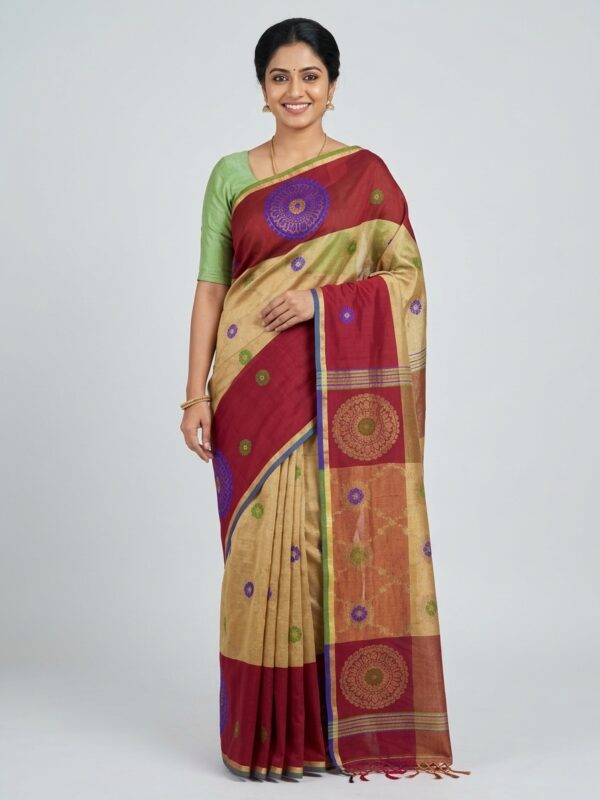 Maroon Handloom Soft Premium Cotton Silk Party Wear Tissue Jamdani Saree with Designer Blouse Piece