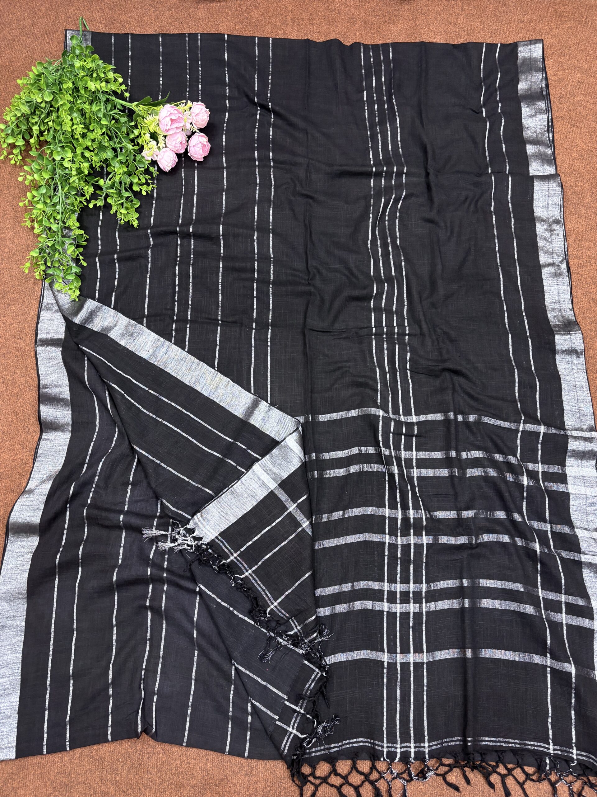 Multicolor Handloom Slab Khadi Zari Checks Saree with Blouse Piece