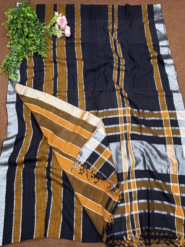 Multicolor Handloom Slab Khadi Zari Checks Saree with Blouse Piece