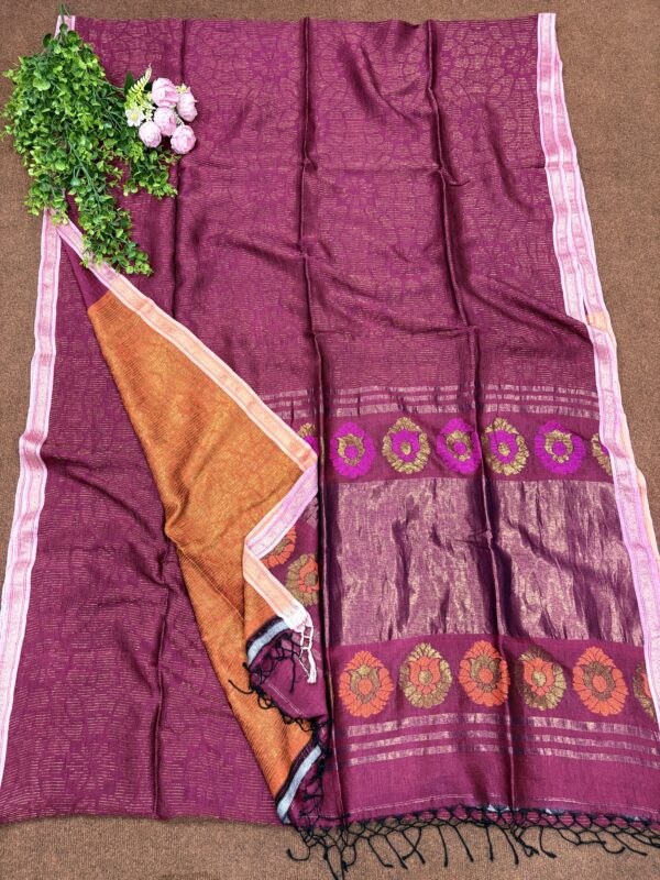 Beetroot Katan Silk Soft Jamdani Saree with Blouse Piece
