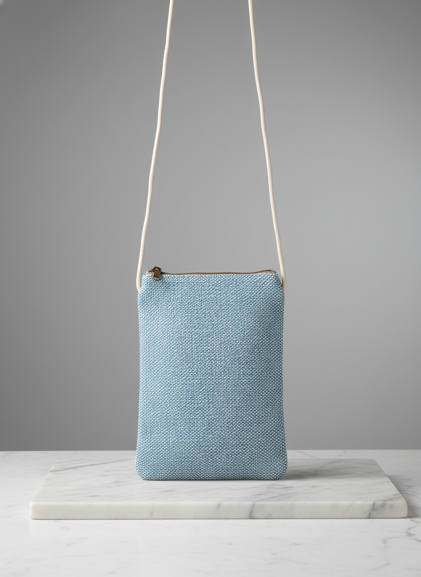 Pure Hemp Crossbody Bag, Mobile Pouch, Small Sling Bag with Zipper Pockets and Rope Strap - Image 3