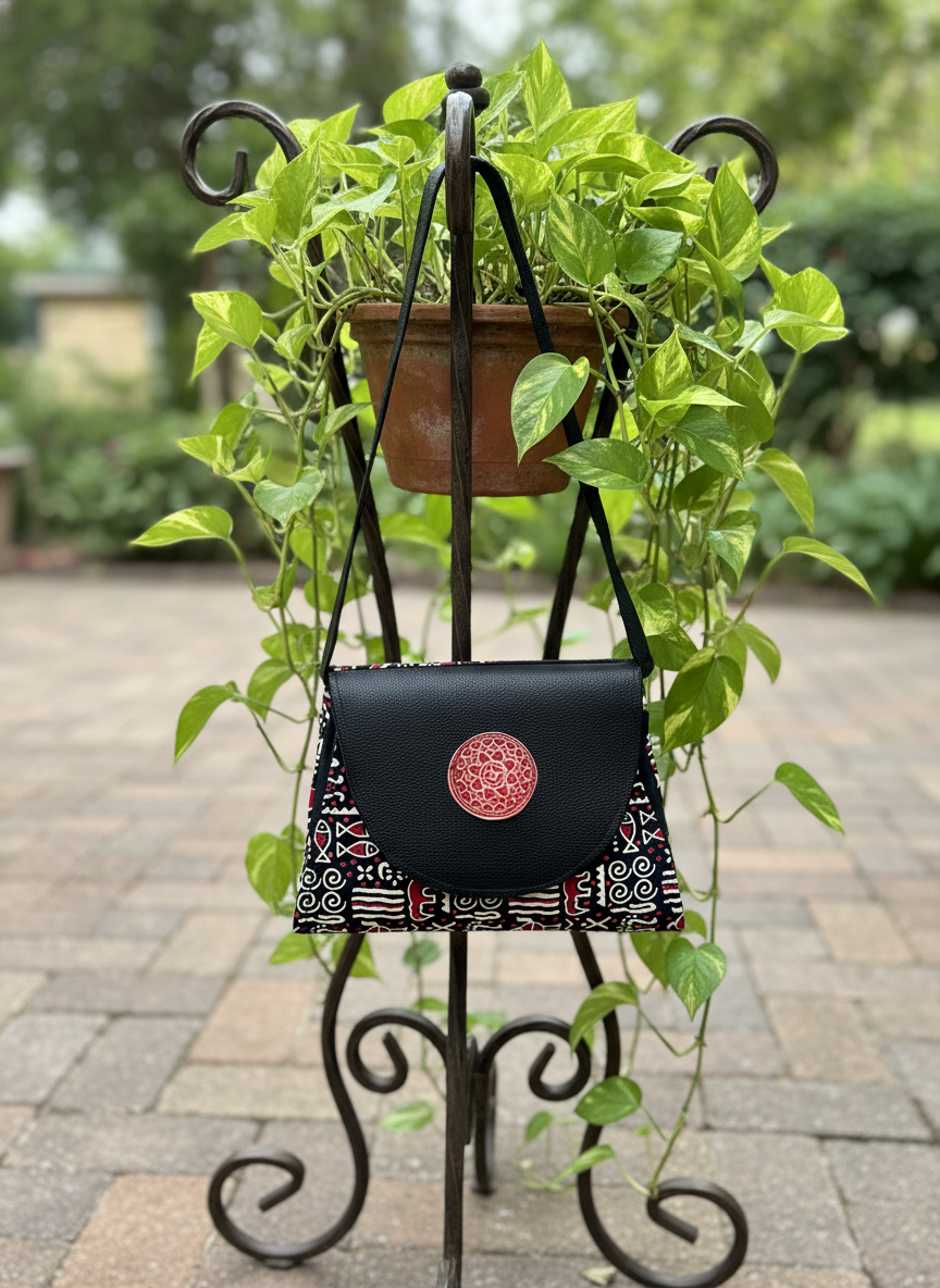 Cotton Kalamkari Printed Crossbody Sling Fold Bag for Women and Girls Multicolour