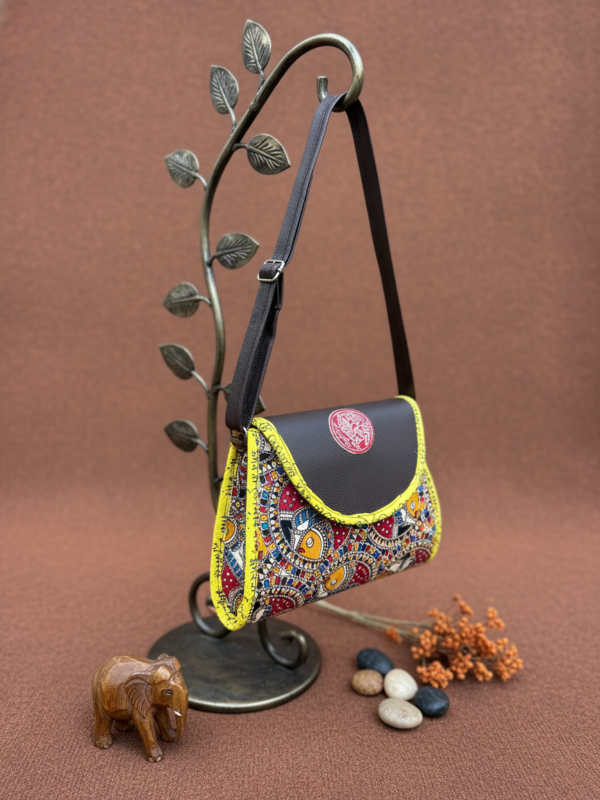 Cotton Kalamkari Printed Crossbody Sling Fold Bag for Women and Girls Multicolour