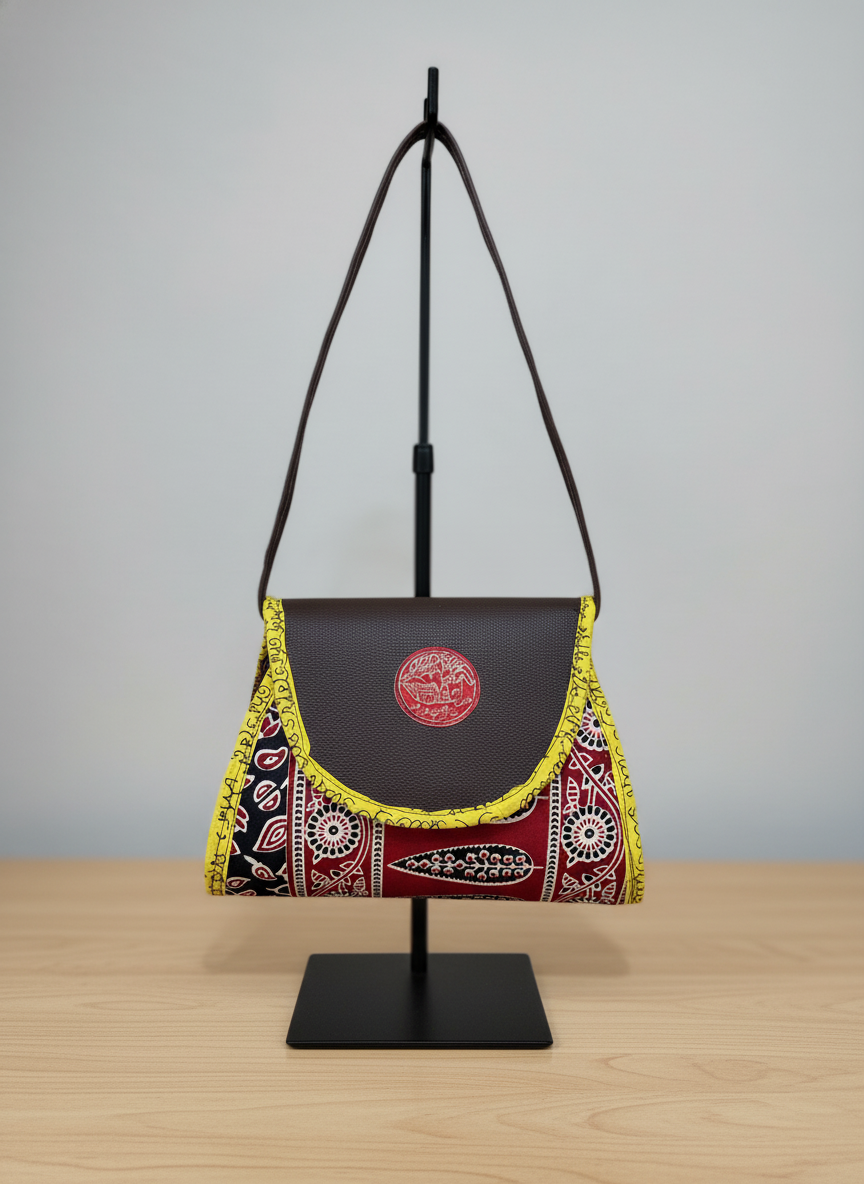 Cotton Kalamkari Printed Crossbody Sling Fold Bag for Women and Girls Multicolour