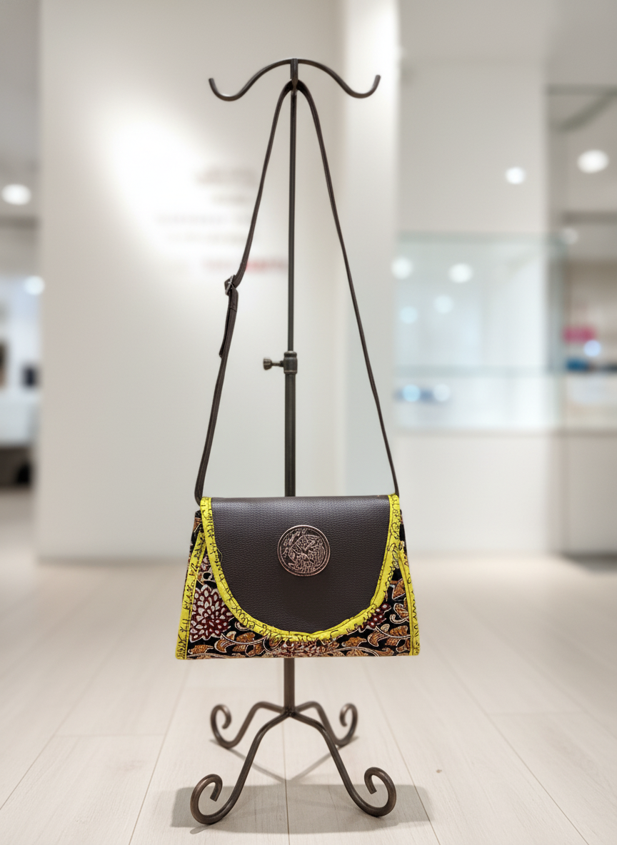 Cotton Kalamkari Printed Crossbody Sling Fold Bag for Women and Girls Multicolour