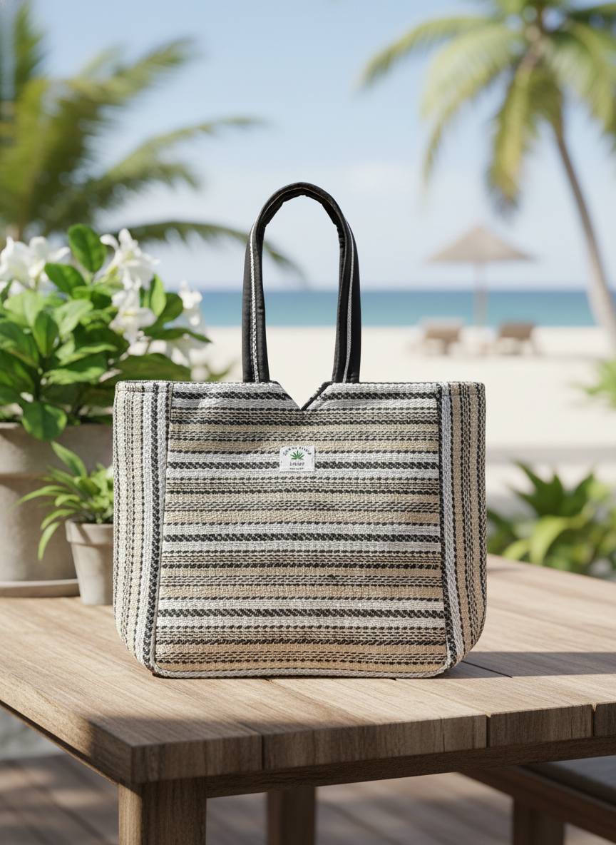 Women Stylish Hemp Tote Bag For Office and Laptop, Shopping Shoulder Bag - Image 2