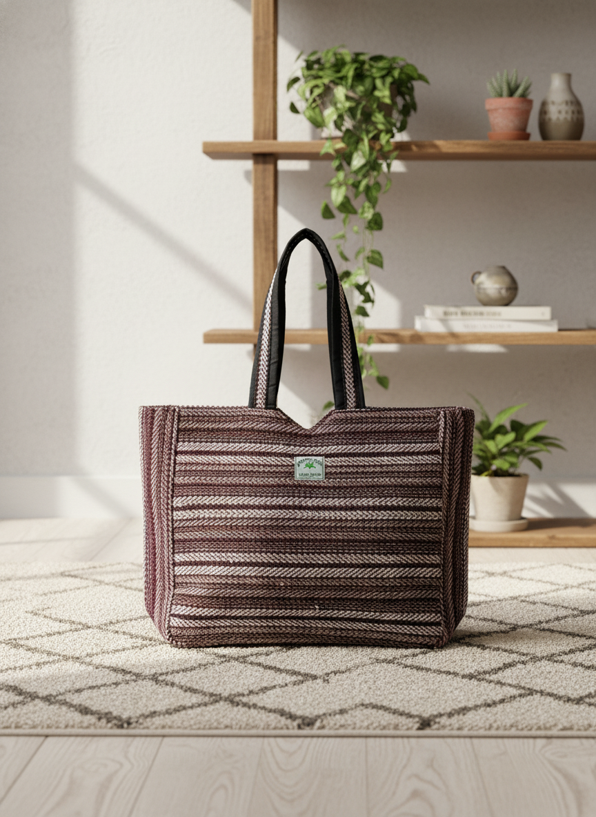 Women Stylish Hemp Tote Bag For Office and Laptop, Shopping Shoulder Bag - Image 2