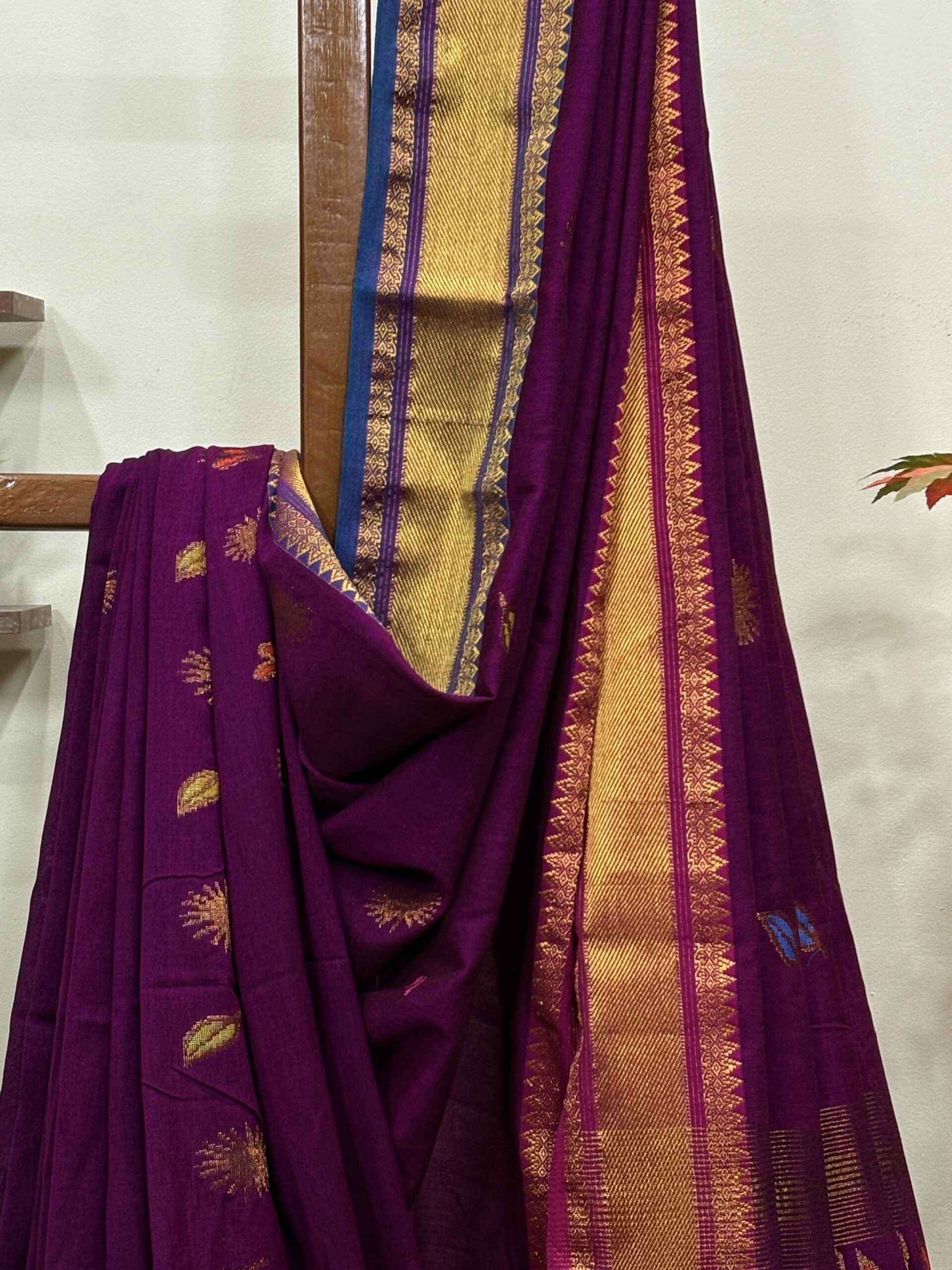 Wine Handloom Premium Soft Cotton Silk Party Wear Jamdani Saree with Blouse Piece - Image 7