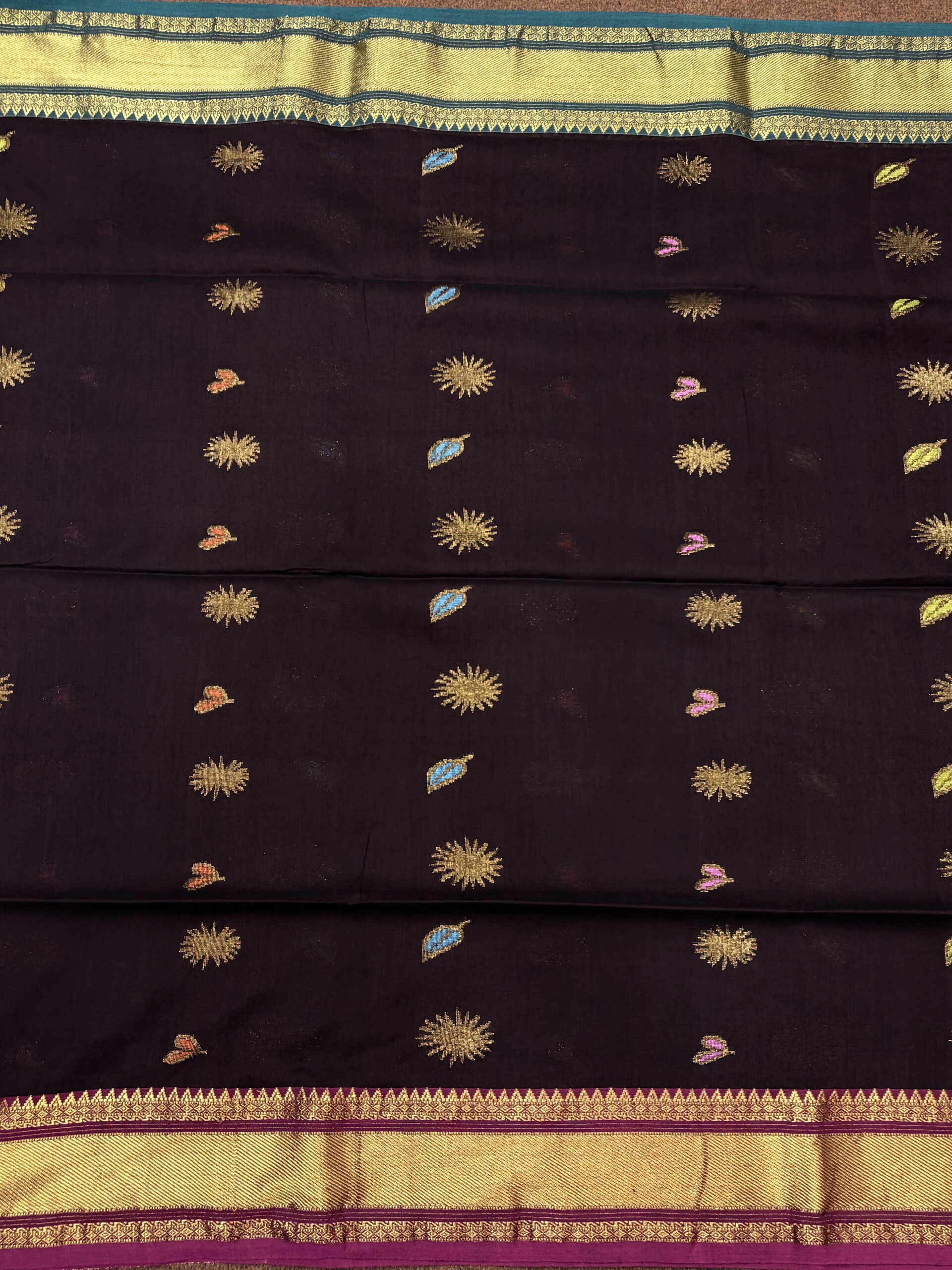 Chocolate Handloom Premium Soft Cotton Silk Party Wear Jamdani Saree with Blouse Piece (Copy) - Image 10