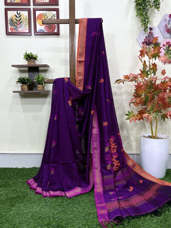 Purple Handloom Premium Cotton Jamdani Saree