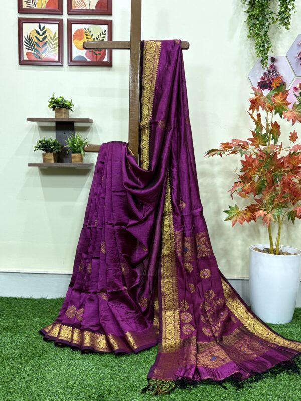 Purple Katan Silk Jamdani Saree with Blouse Piece