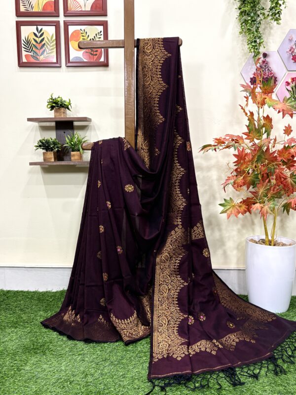 Maroon Handloom Premium Soft Cotton Silk Party Wear Jamdani Saree with Blouse Piece