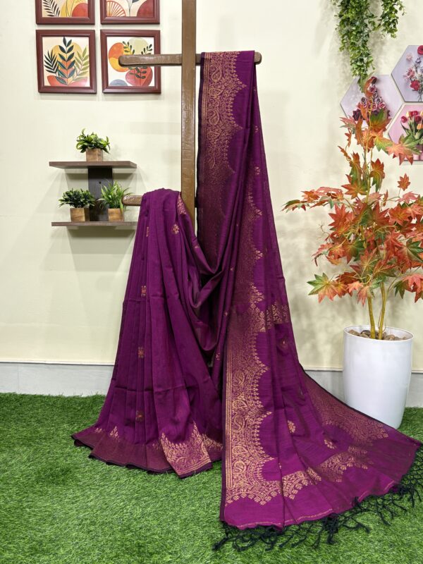 Beetroot Handloom Premium Soft Cotton Silk Party Wear Jamdani Saree with Blouse Piece