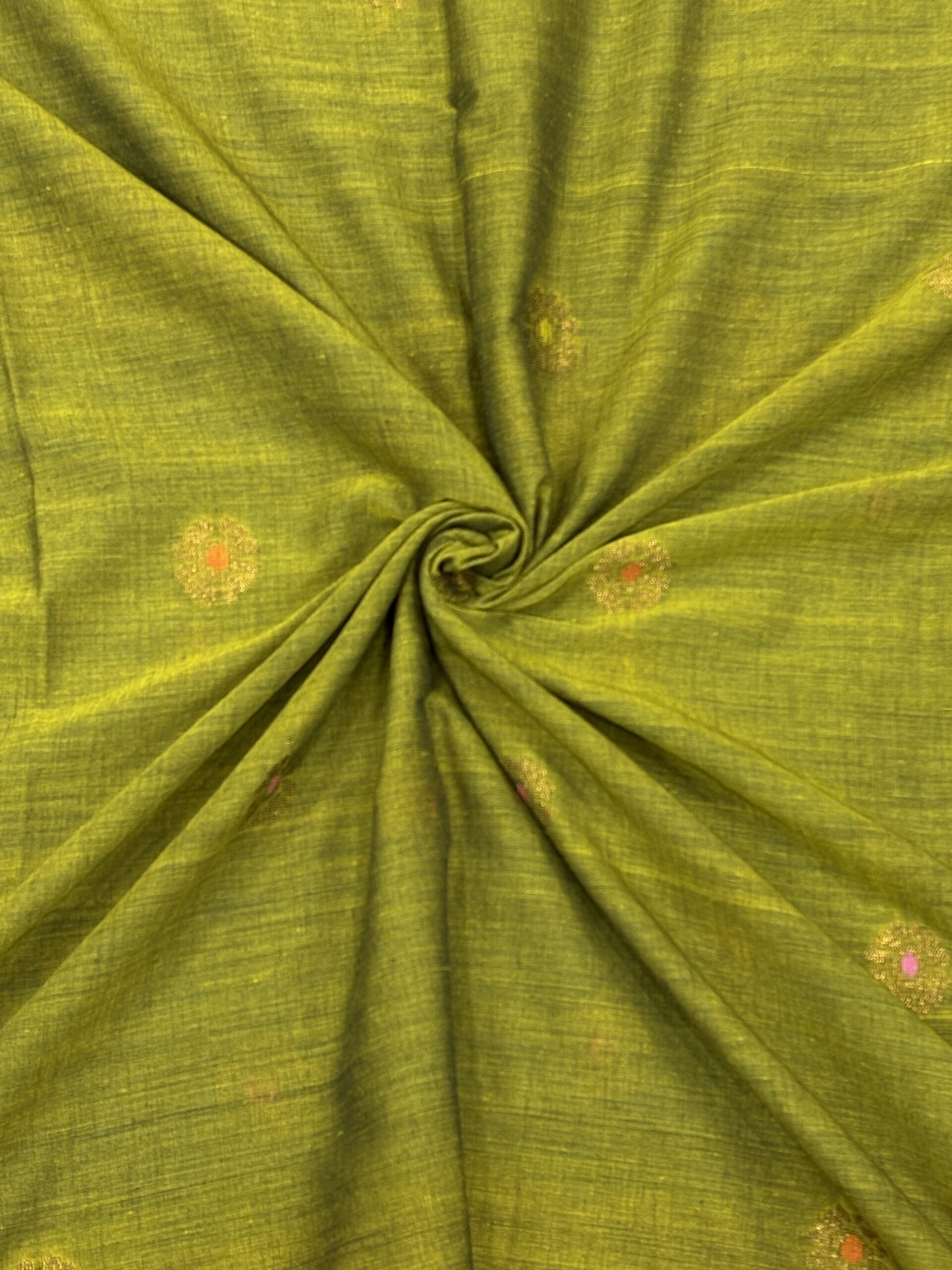 Firozi Green Handloom Organic Cotton Party Wear Jamdani Saree - Image 7