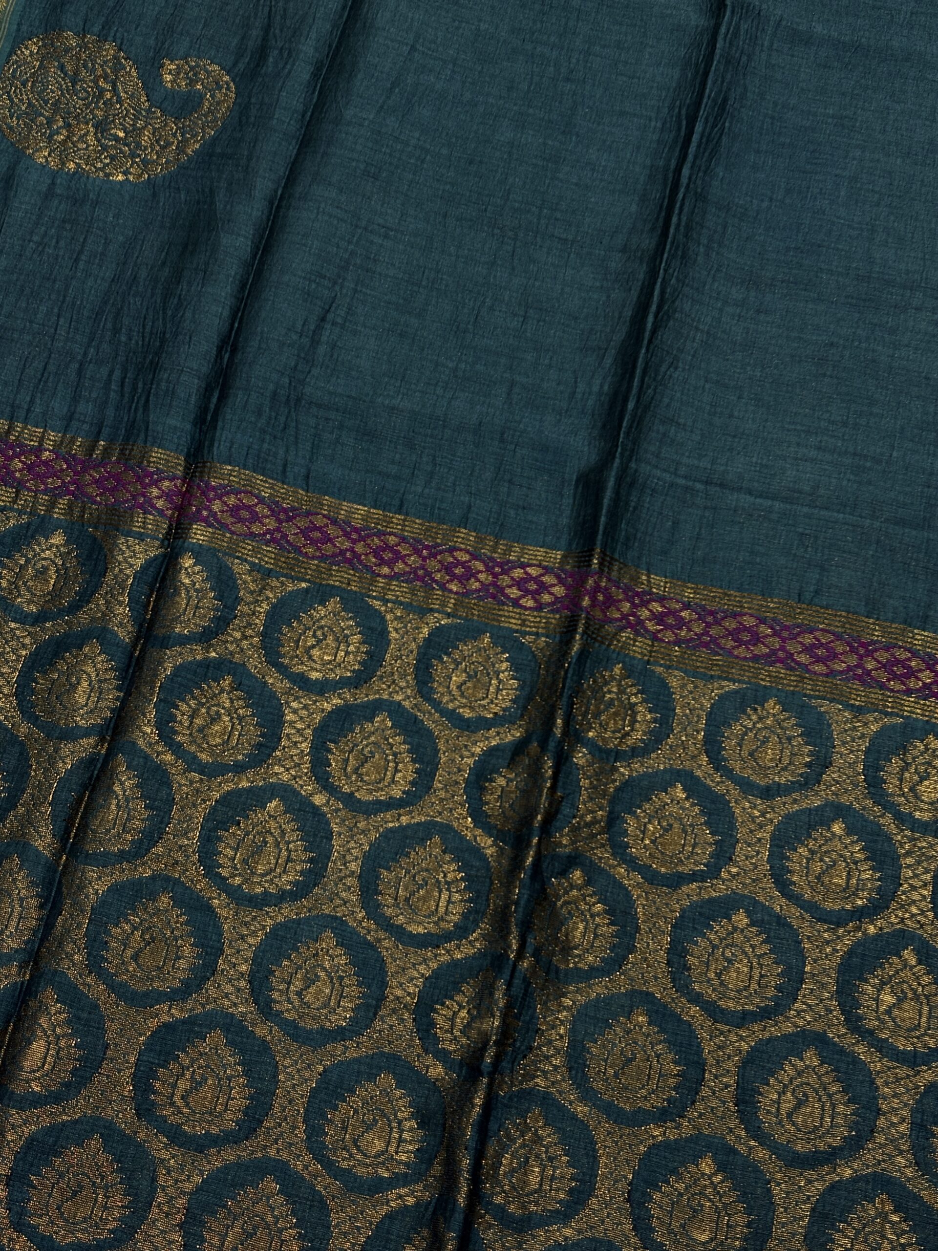 Ramagreen Paisley Buta Organic Linen Jamdani Saree with Designer Blouse Piece - Image 5