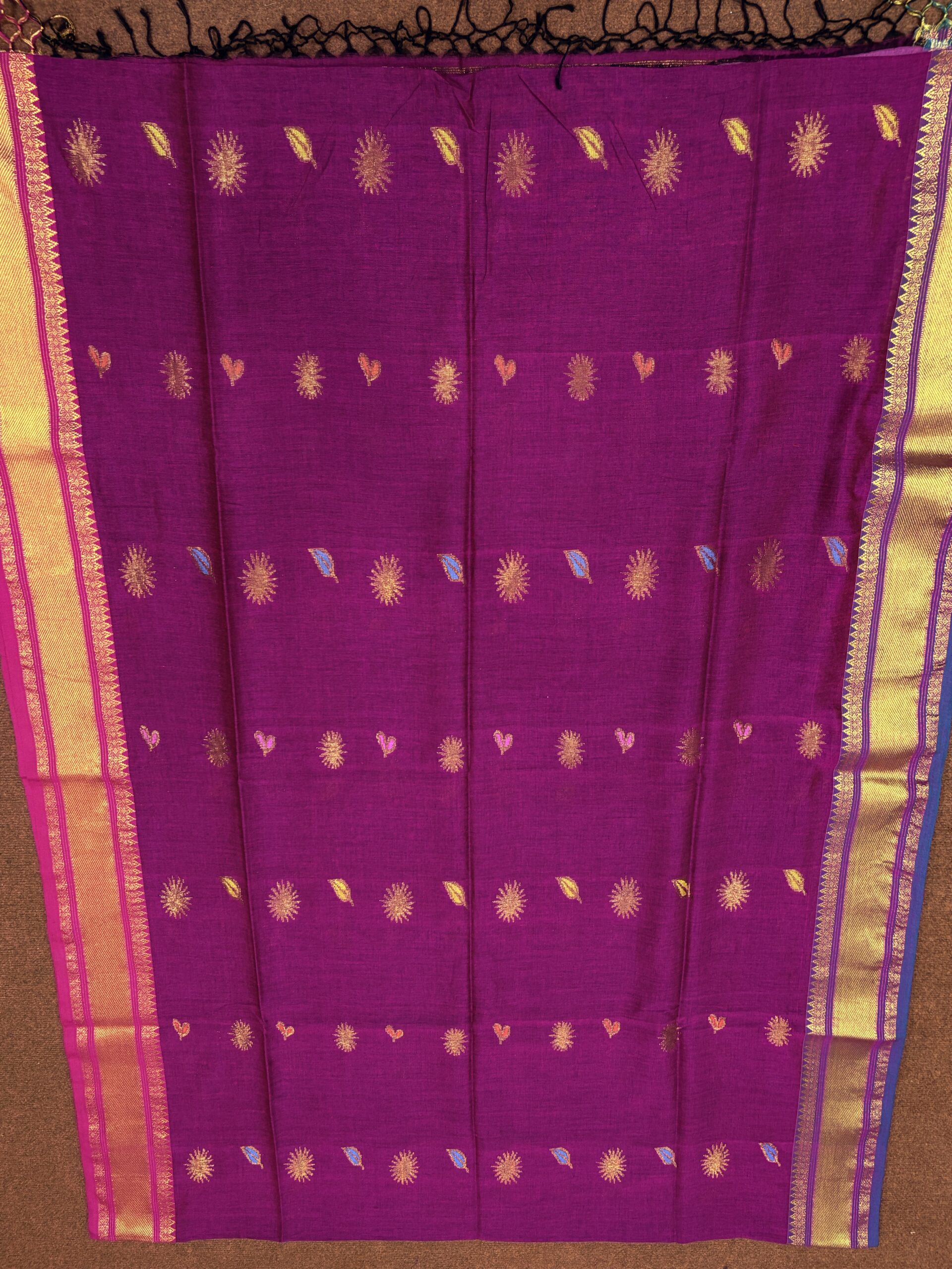 Beetroot Handloom Premium Soft Cotton Silk Party Wear Jamdani Saree with Blouse Piece - Image 9
