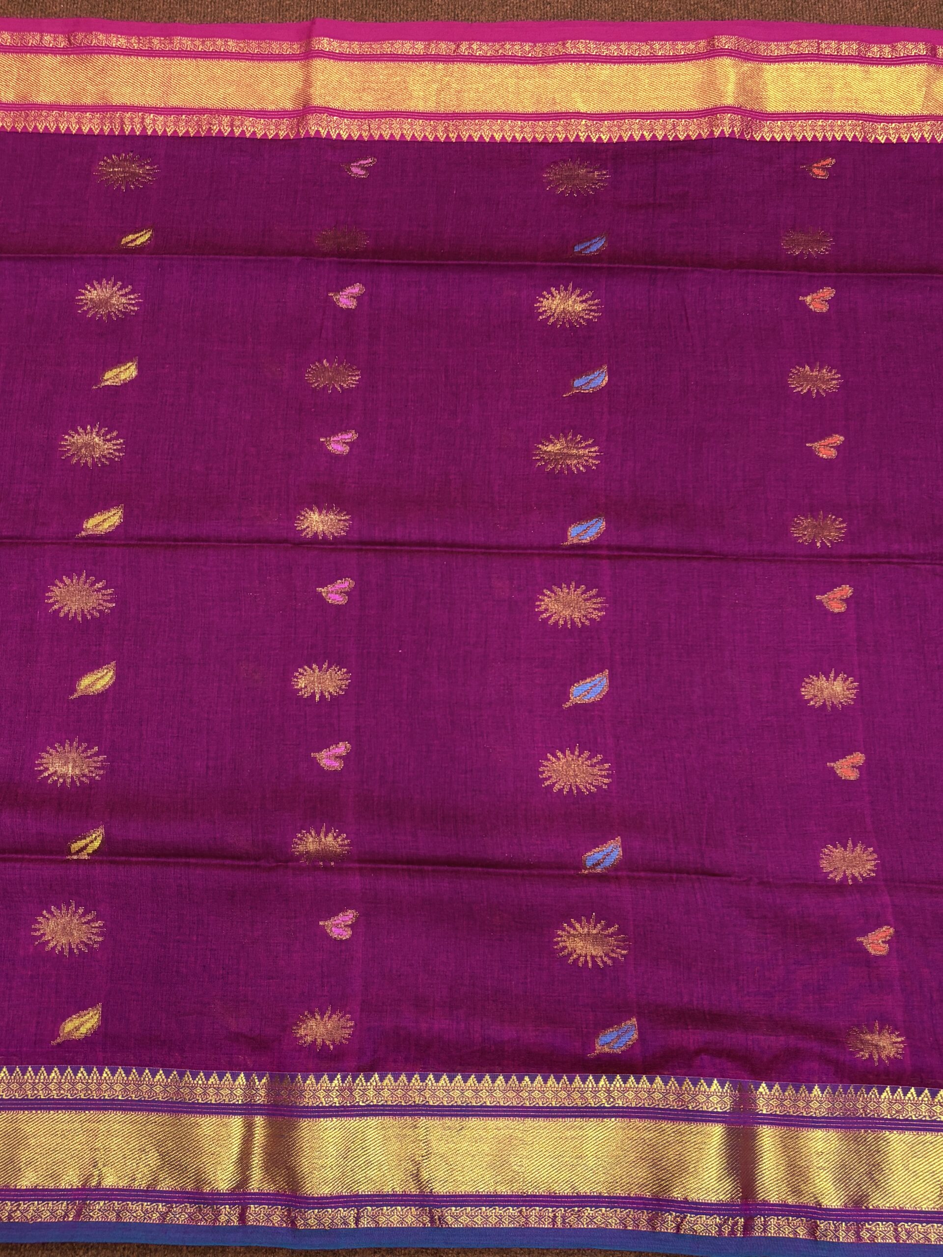 Beetroot Handloom Premium Soft Cotton Silk Party Wear Jamdani Saree with Blouse Piece - Image 10